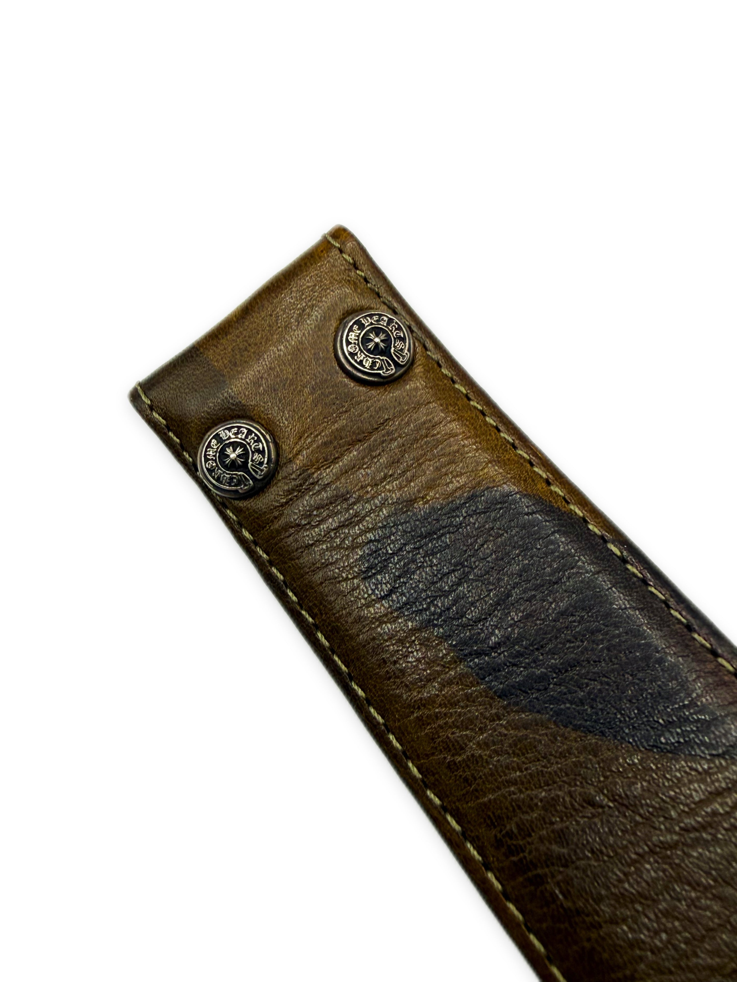 Chrome Hearts Green Camo Leather .925 Silver Belt Strap
