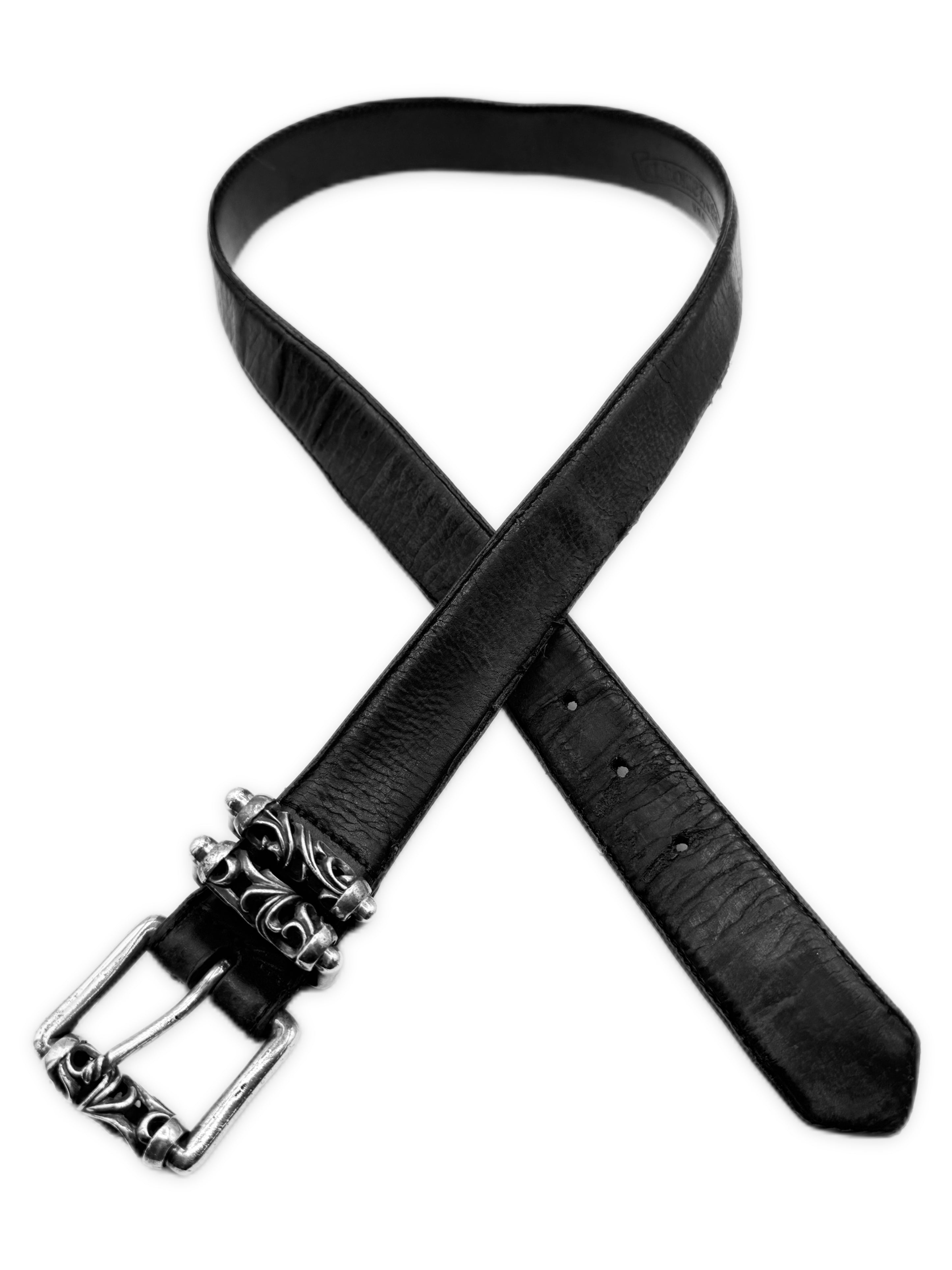 Chrome Hearts Double Roller Black Leather .925 Silver Belt
