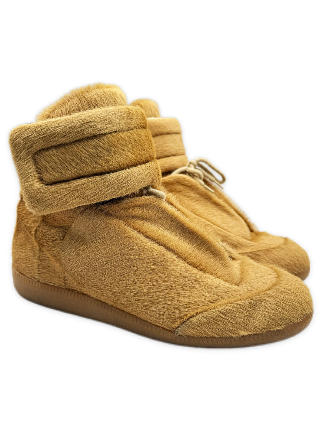 2013 Maison Margiela Beige Pony Hair Yeezus Future Hi-top Sneakers
