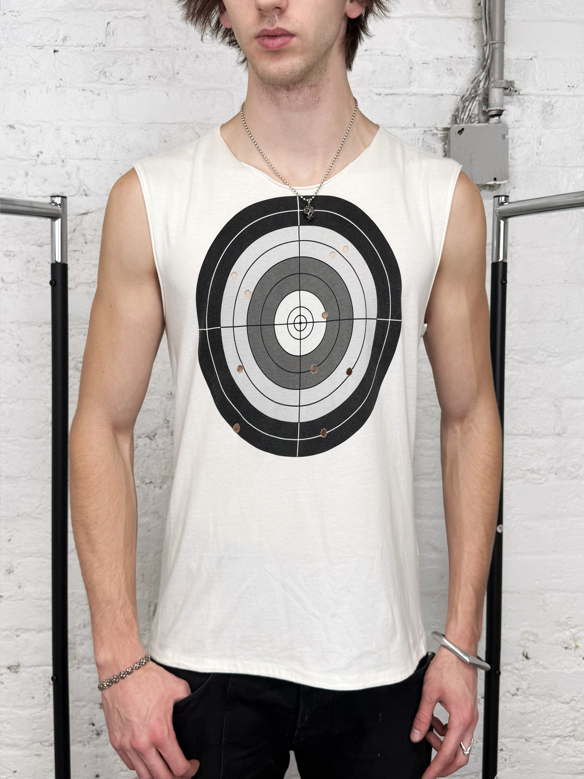 SS08 Maison Margiela ‘Target’ White Bullet Hole Tank Top