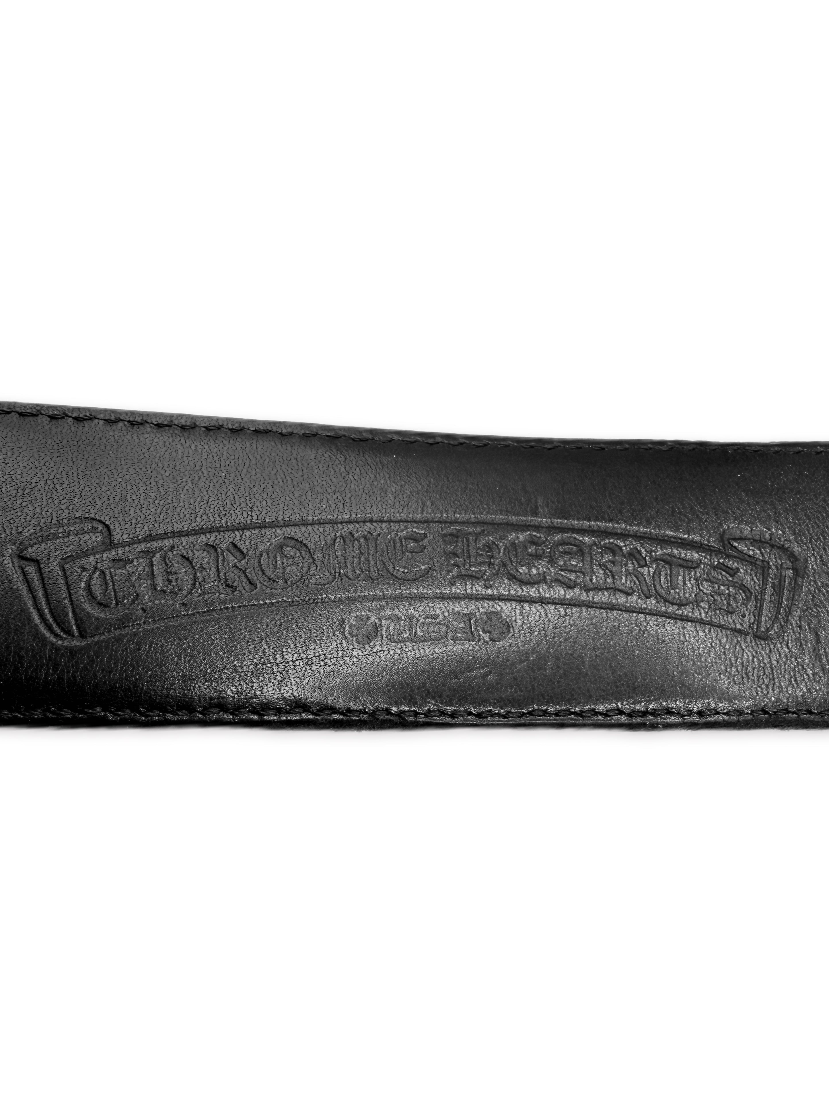 Chrome Hearts Black Leather .925 Silver Belt Strap
