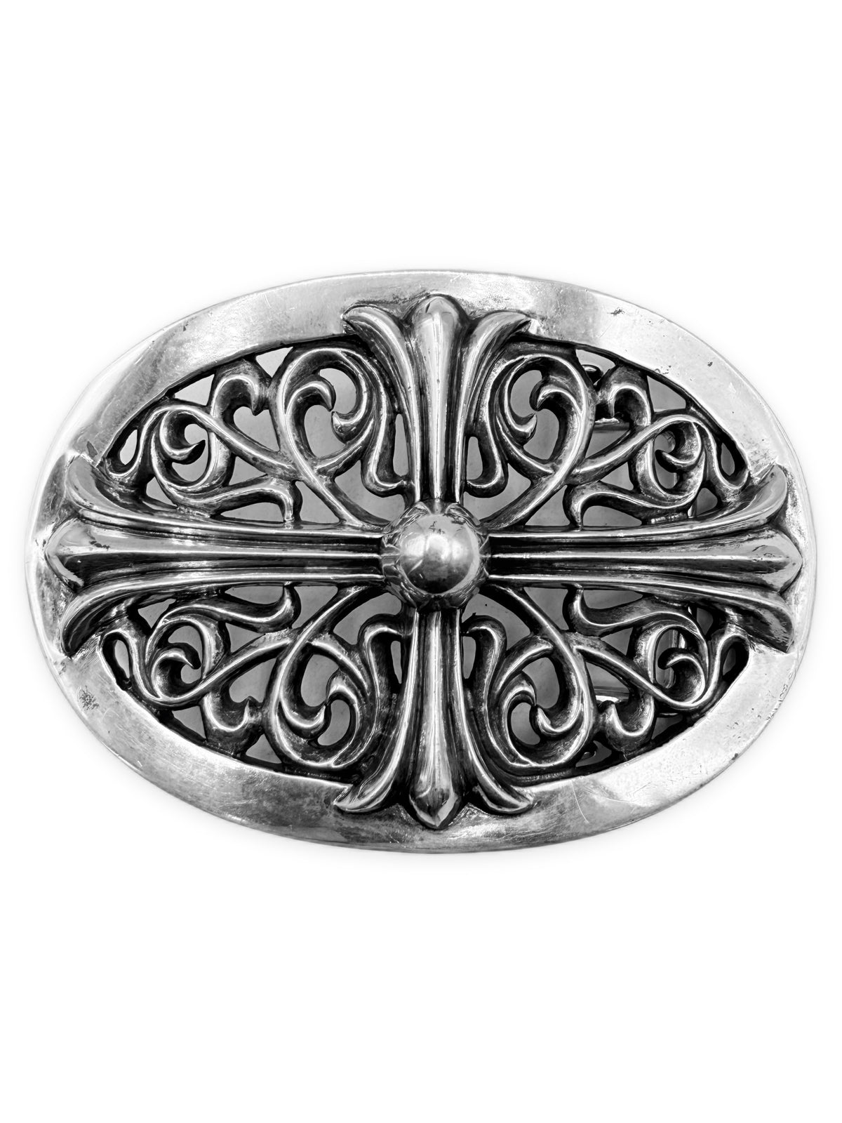 Chrome Hearts XL 3 in Oval .924 Silver Belt Buckle
