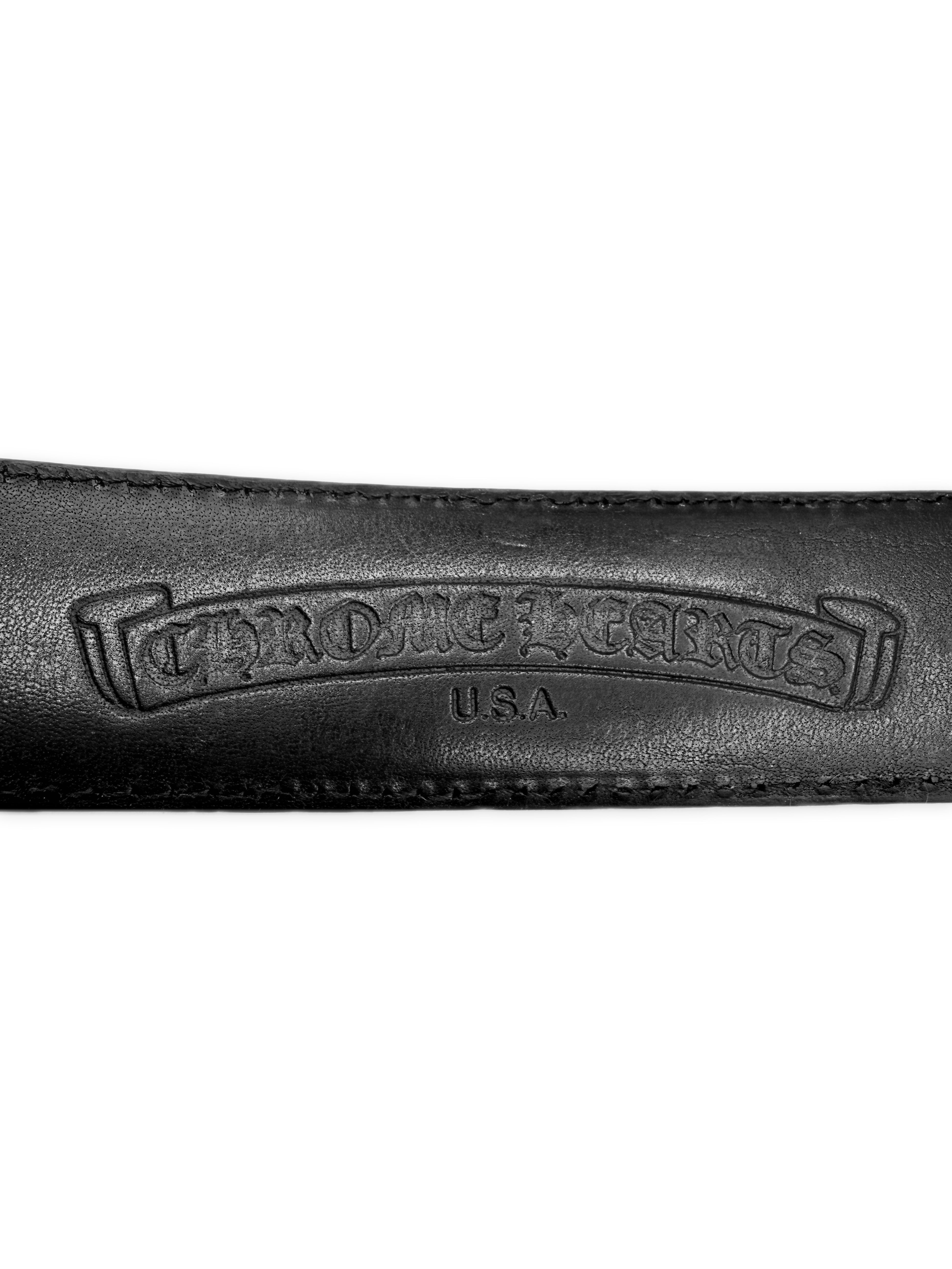 Chrome Hearts Double Roller Black Leather .925 Silver Belt