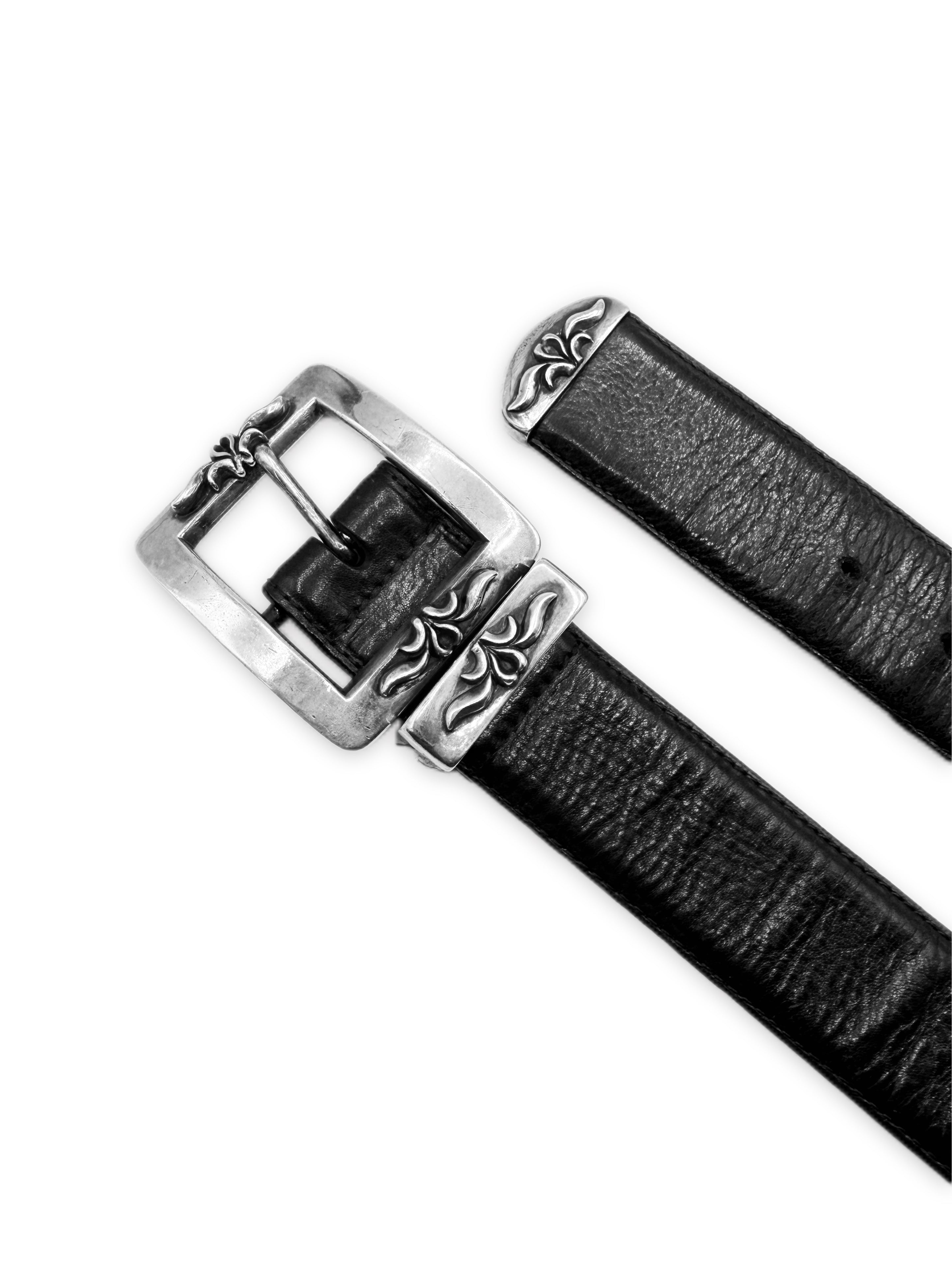 Chrome Hearts OTJ 3 Piece .925 Silver Black Leather Belt