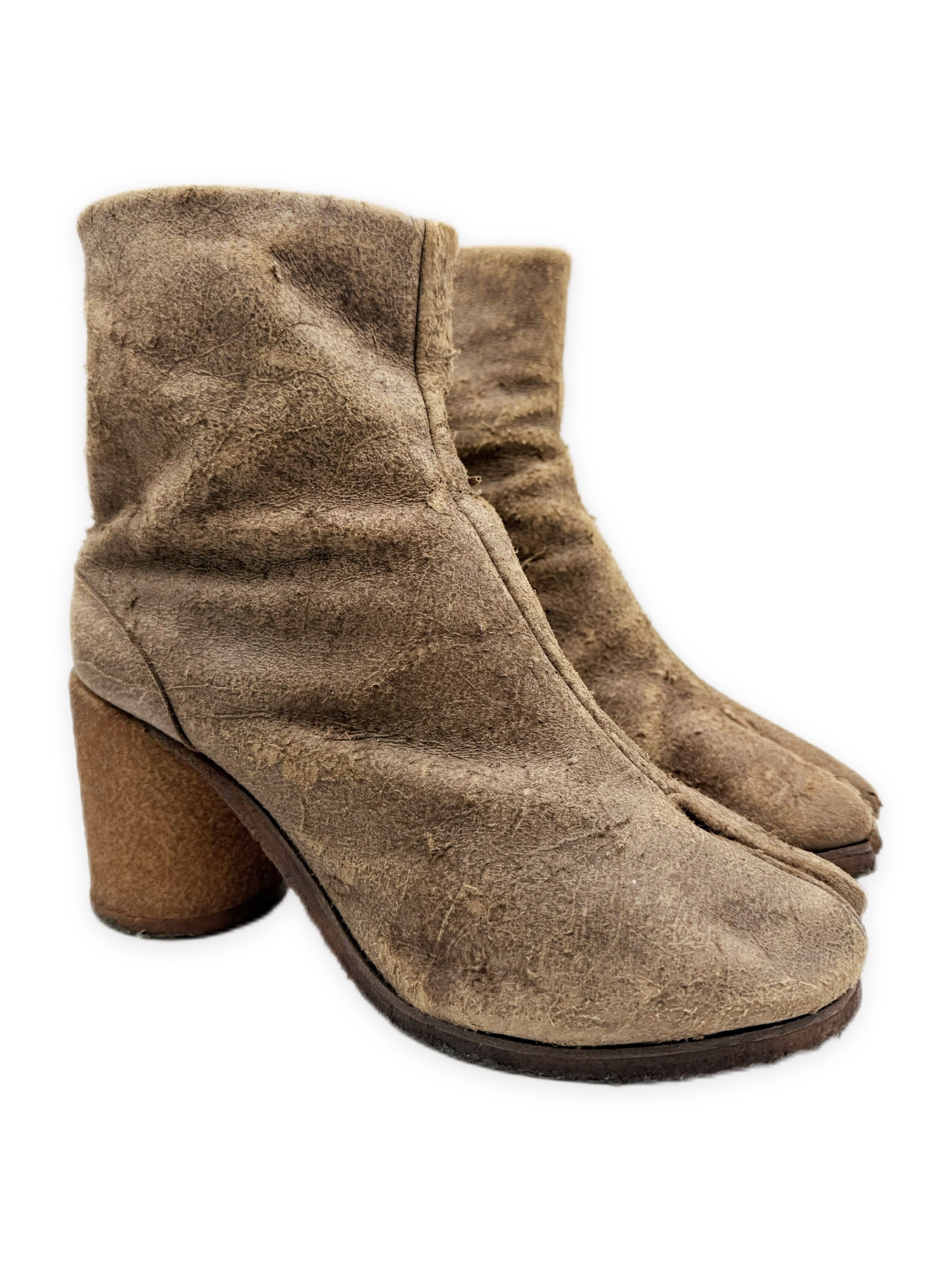 Maison Margiela Cork Heel Suede Tabi Split Toe Boot