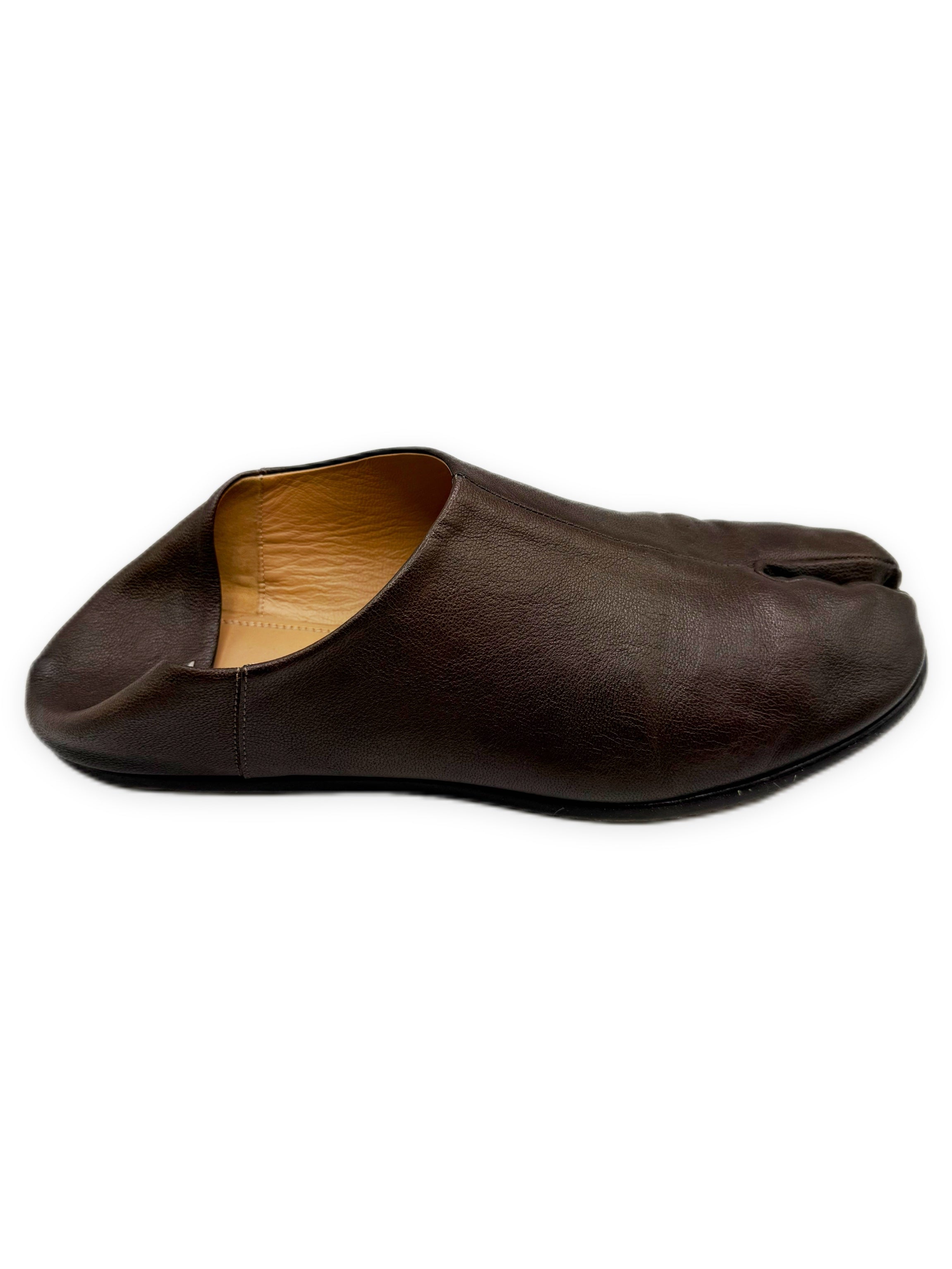 Maison Margiela Tabi Split Toe Brown Babouche Leather Loafer
