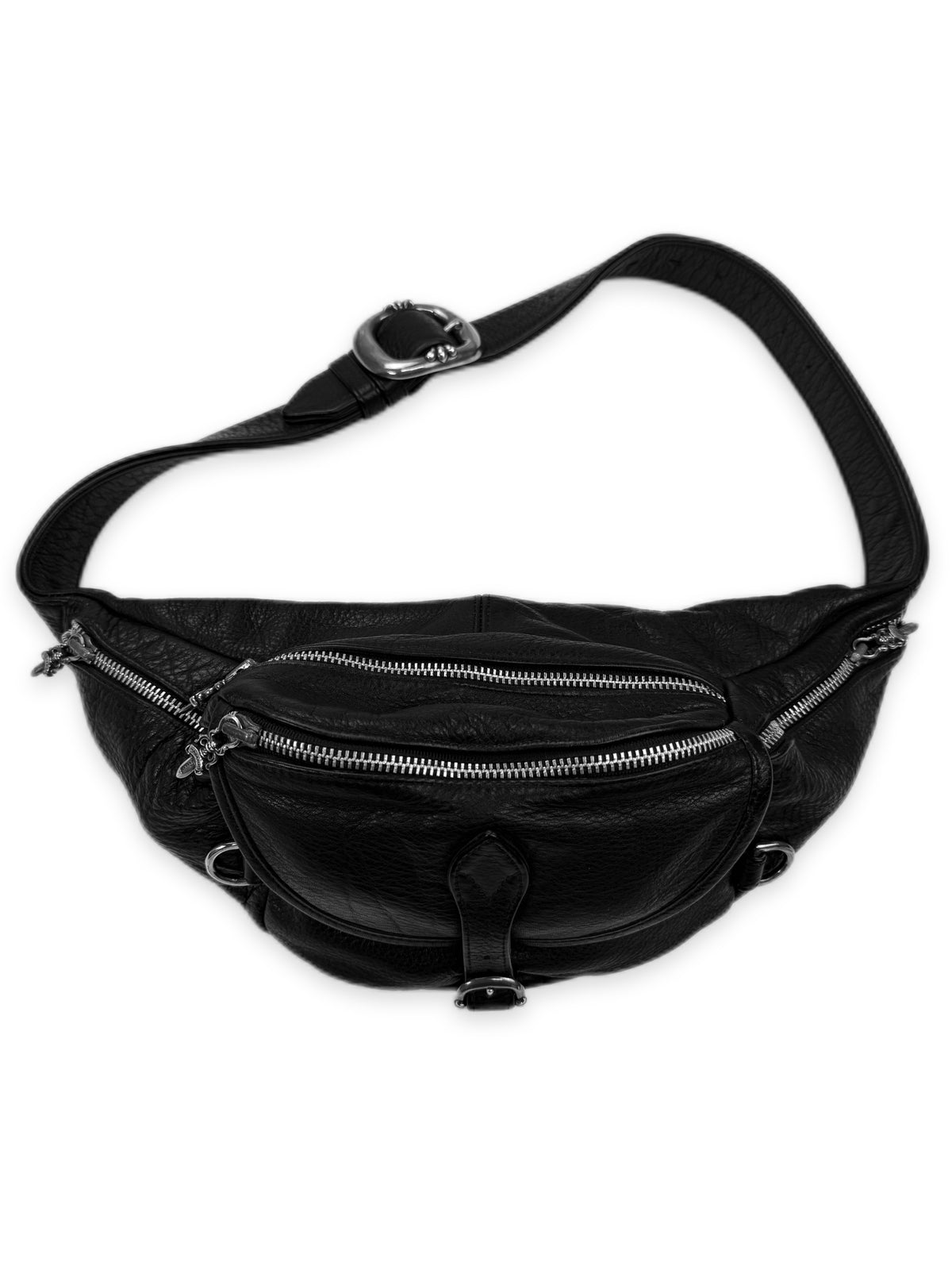 Chrome Hearts 1.5 in Gunslinger Black Leather Large Snat Pack Bag