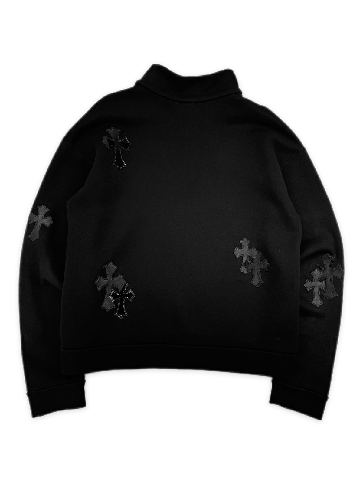 Chrome Hearts 13 Pony Hair Patent Leather Cross Patch Quarter Zip Sweater