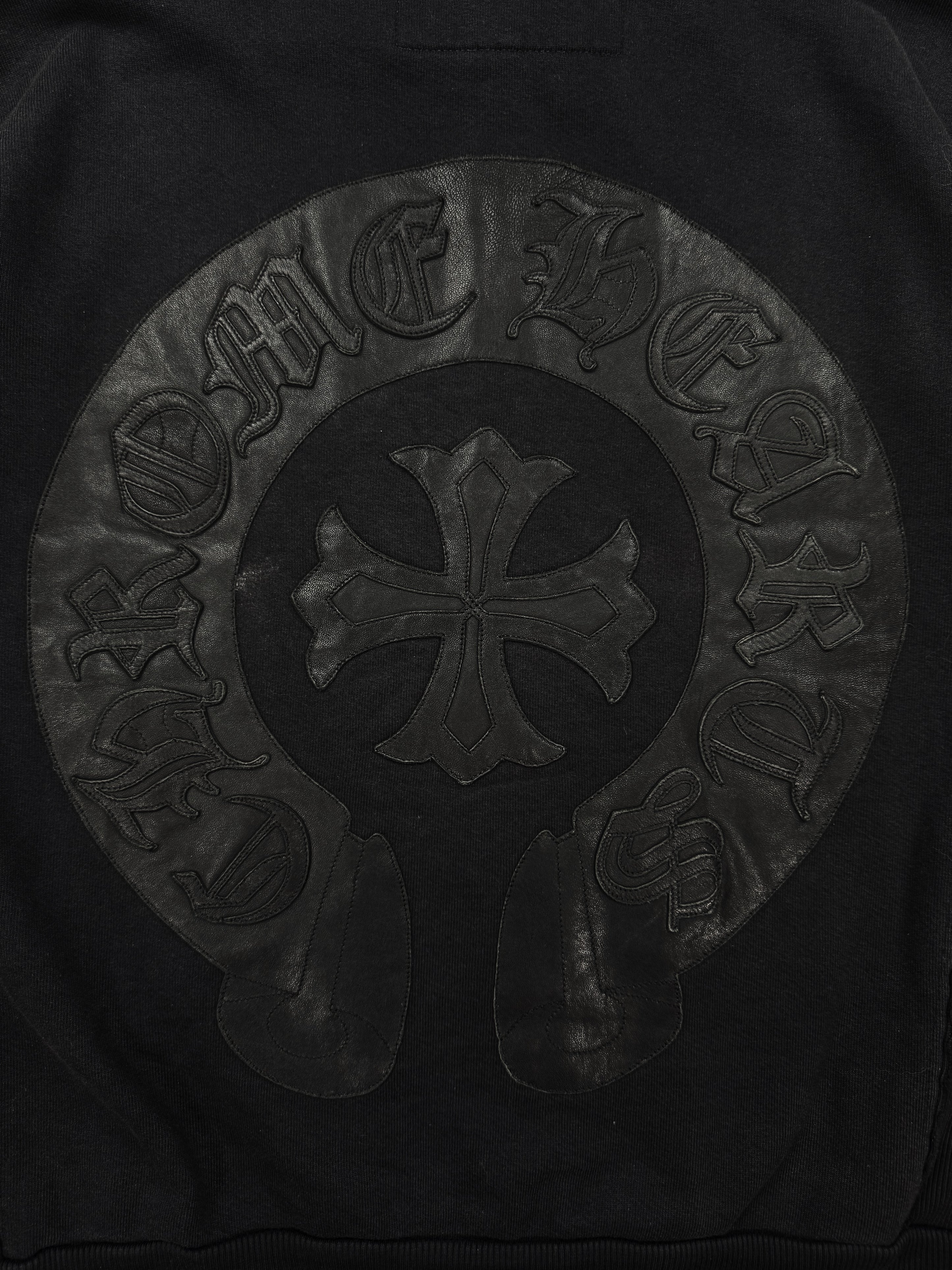 Chrome Hearts Horse Shoe Leather Plus Patch Zip Oversized Hoodie