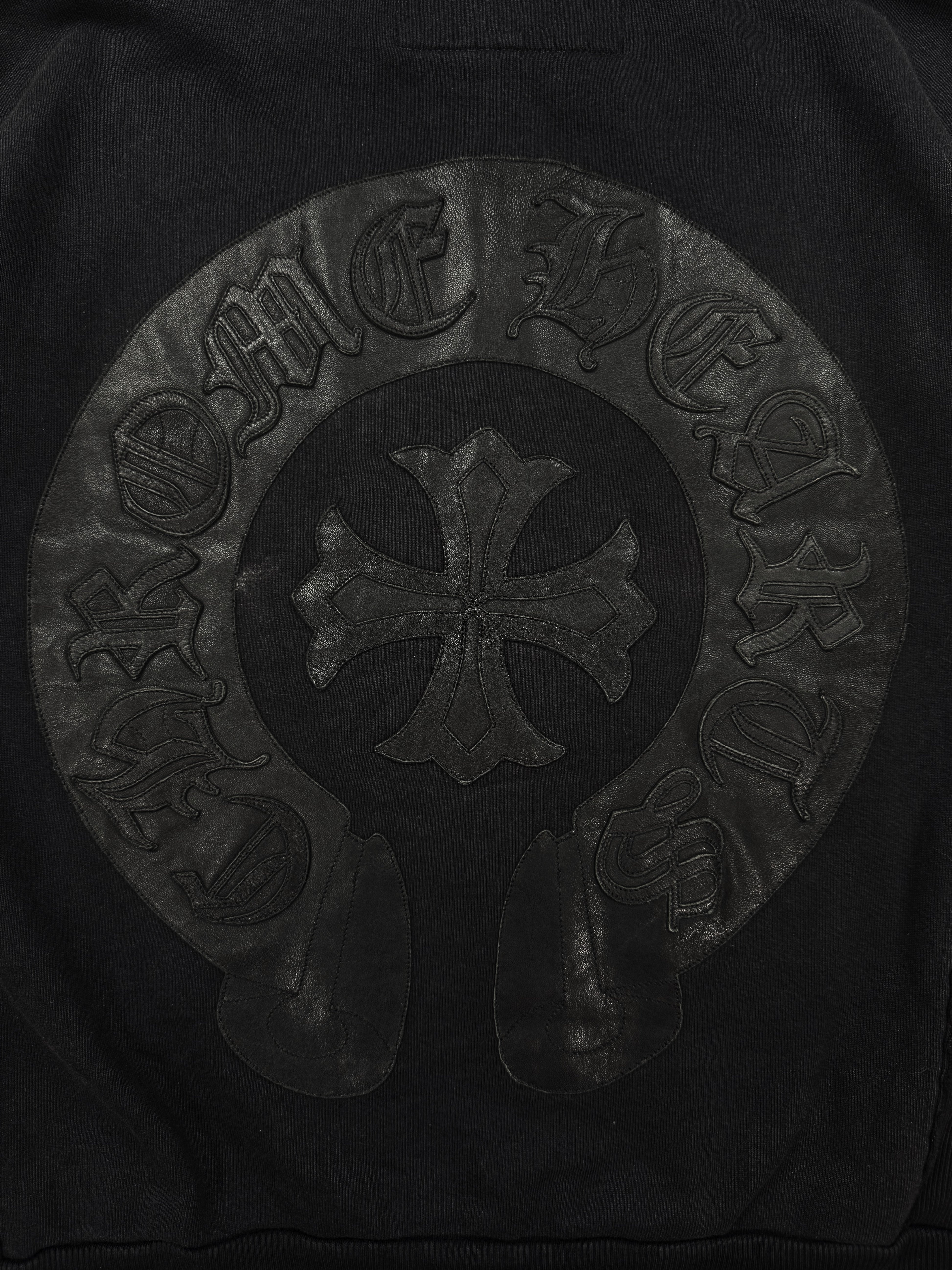 Chrome Hearts Horse Shoe Leather Plus Patch Zip Oversized Hoodie