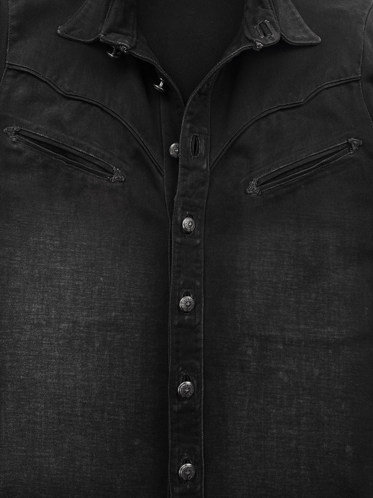 Chrome Hearts Western Fleur .925 Silver Black Denim Shirt Jacket