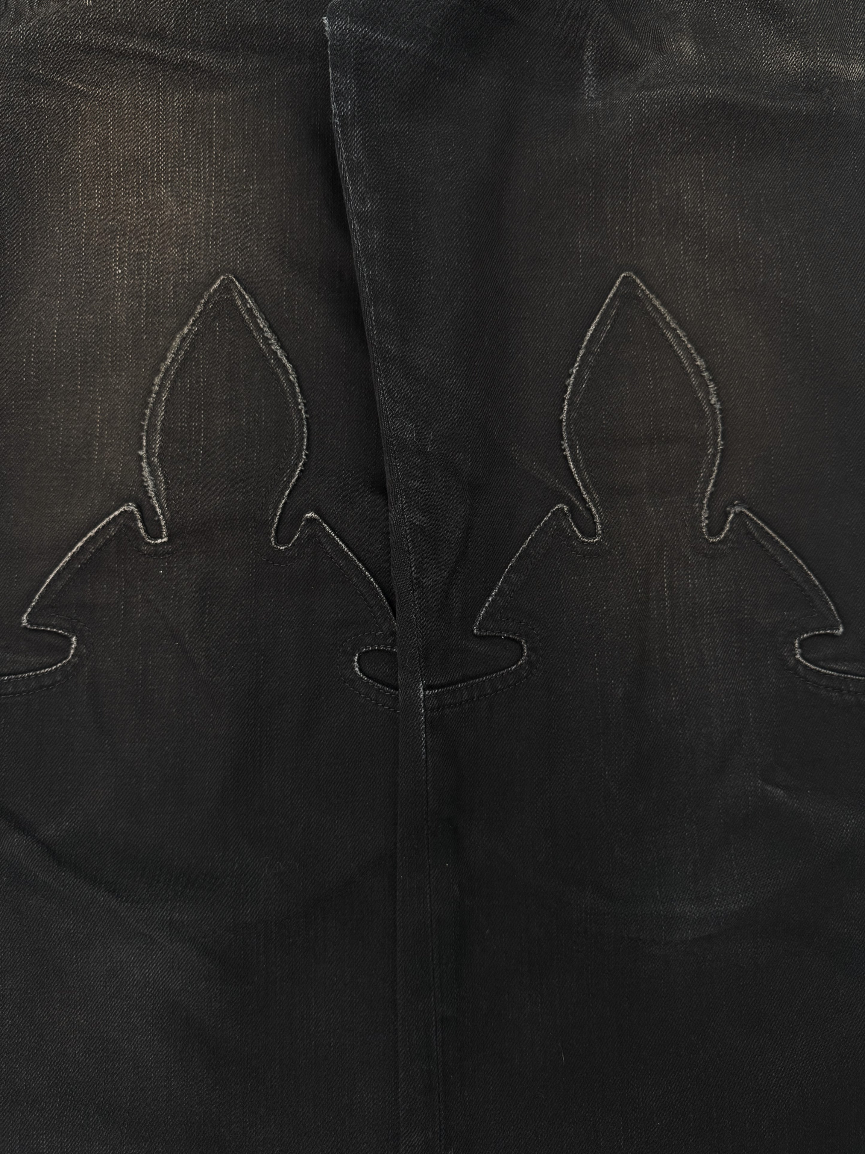 Chrome Hearts Fleur Knee Sun Faded .925 Silver Black Denim Jeans