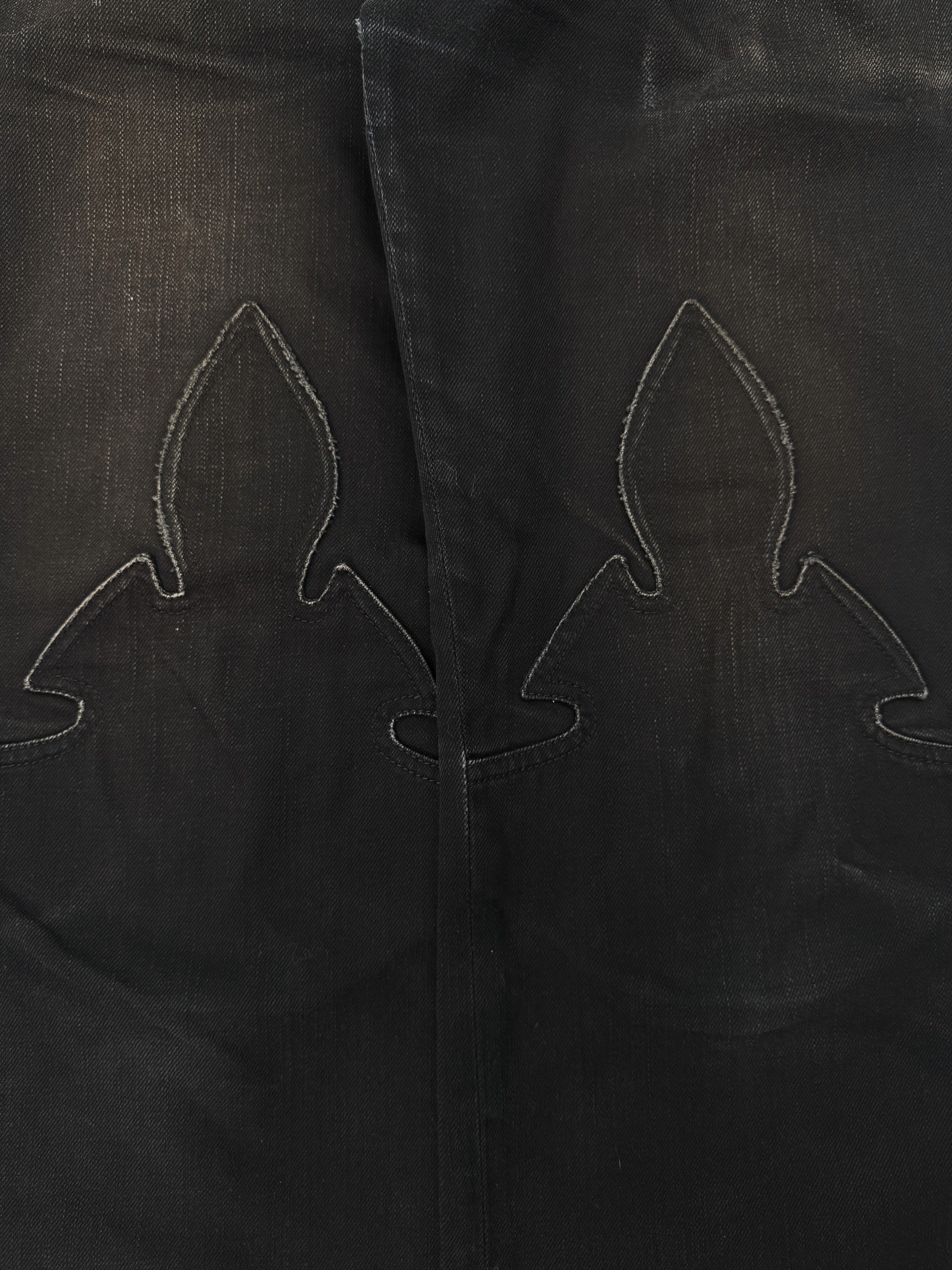 Chrome Hearts Fleur Knee Sun Faded .925 Silver Black Denim Jeans