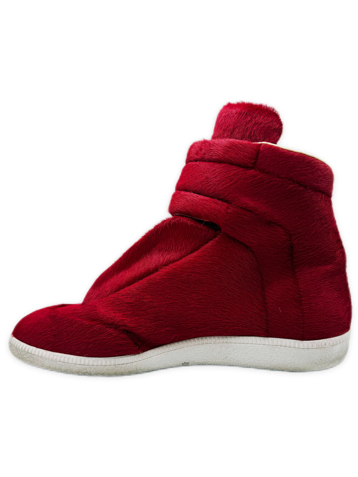 2013 Maison Margiela Red Pony Hair Yeezus Future Hi-top Sneakers