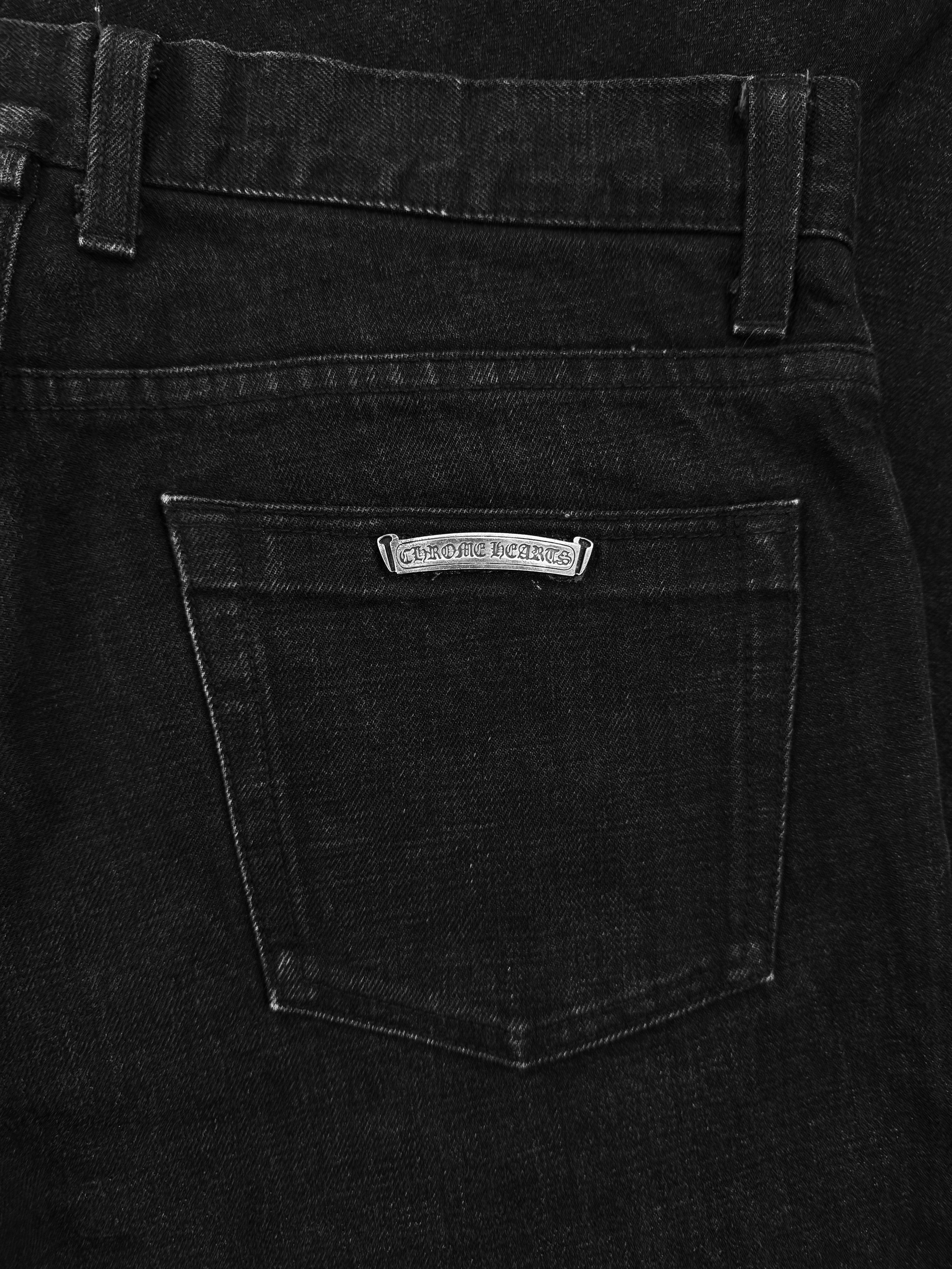 Chrome Hearts Ash Wash Flared Cut Black .925 Silver Denim Jeans