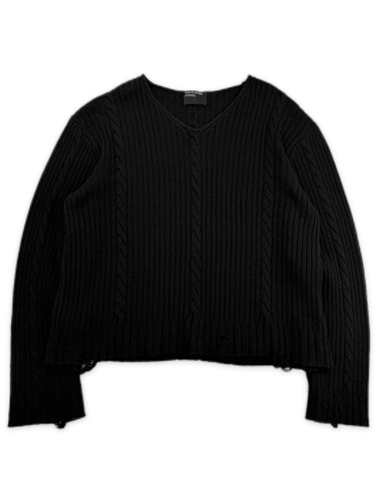 Enfants Riches Deprimes Cashmere Cable Knit Black Sweater