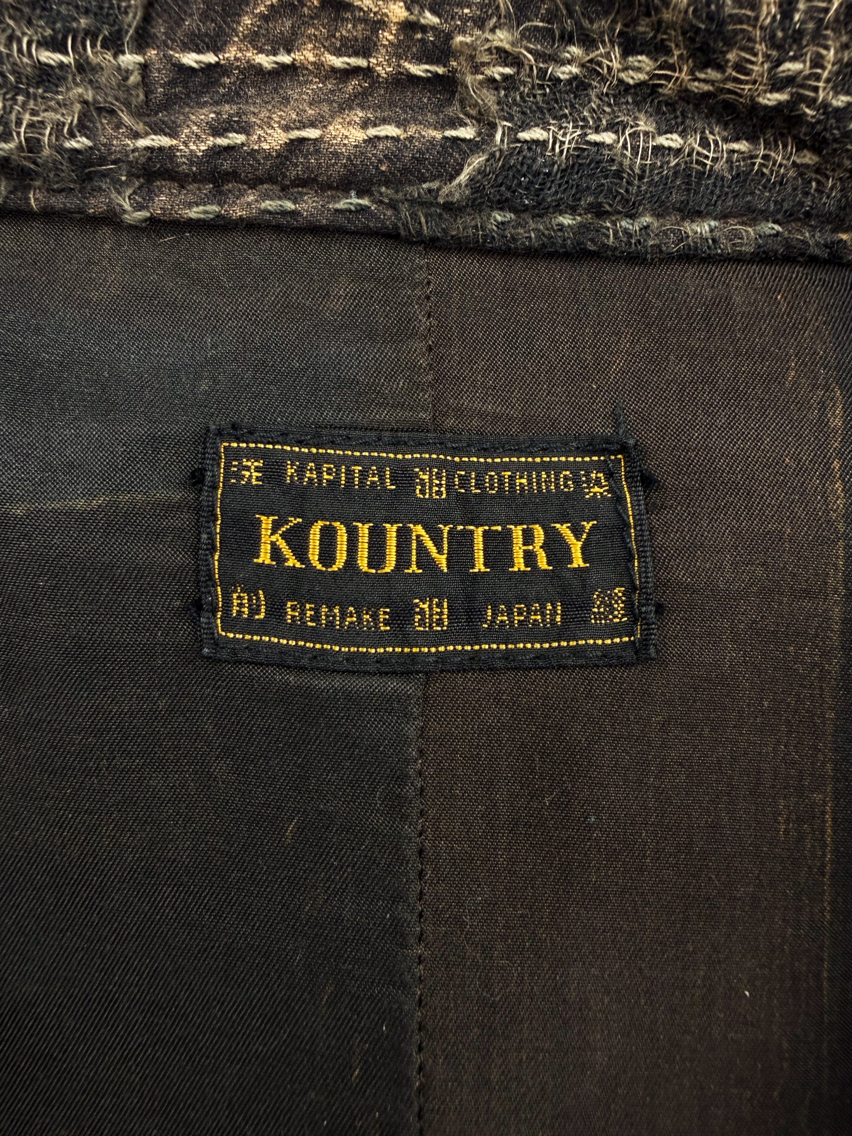 AW24 Kapital ‘Boro’ Stitch Brown Reworked Denim Trucker Jacket