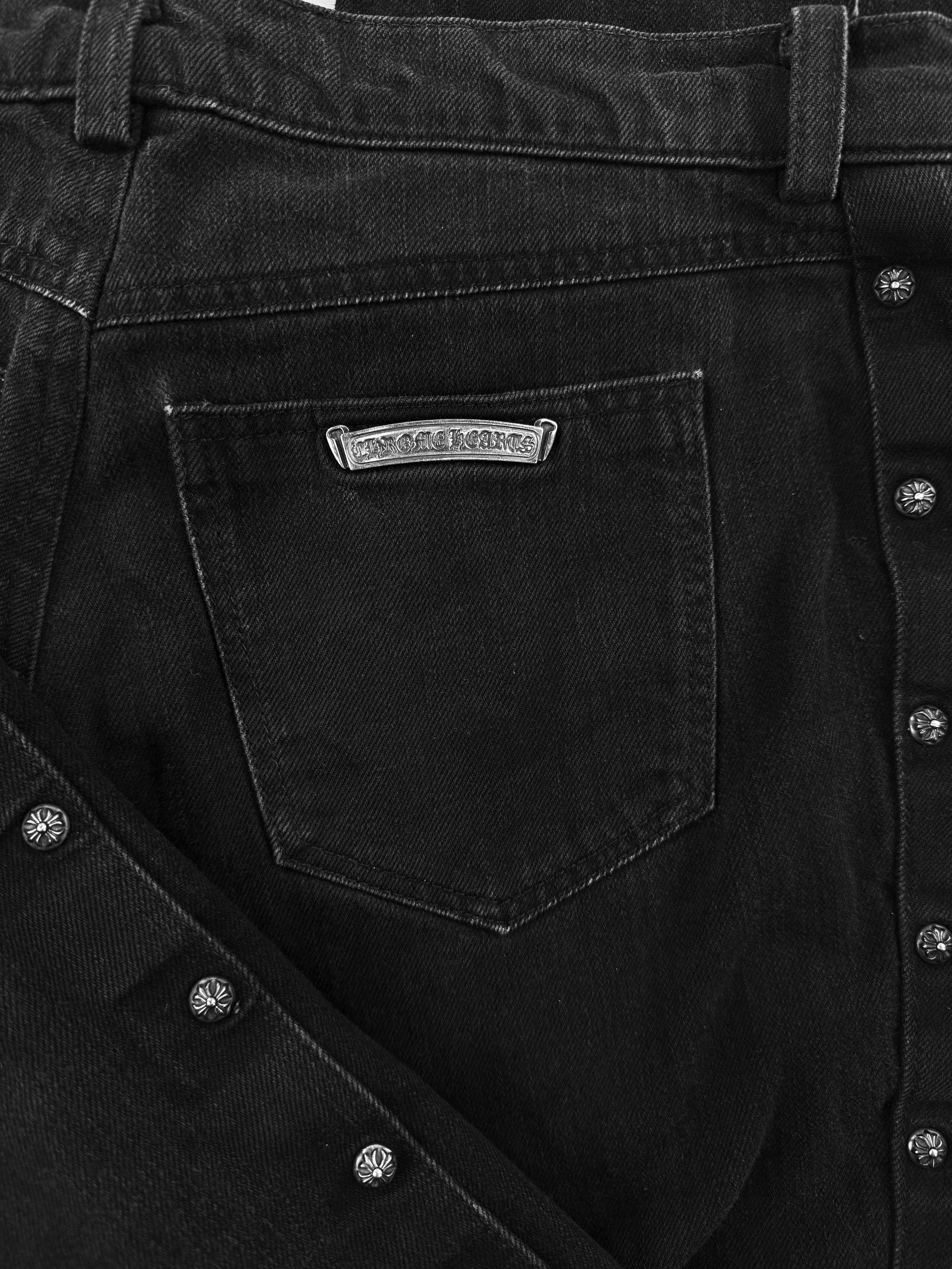 Chrome Hearts Pusher Plus Button Snap Black Denim Jeans
