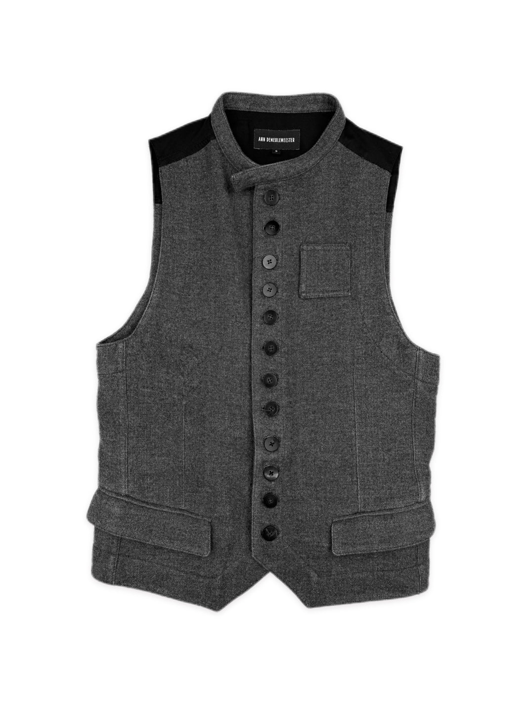 Ann Demeulemeester Multi Button Wool Two Tone Collared Vest
