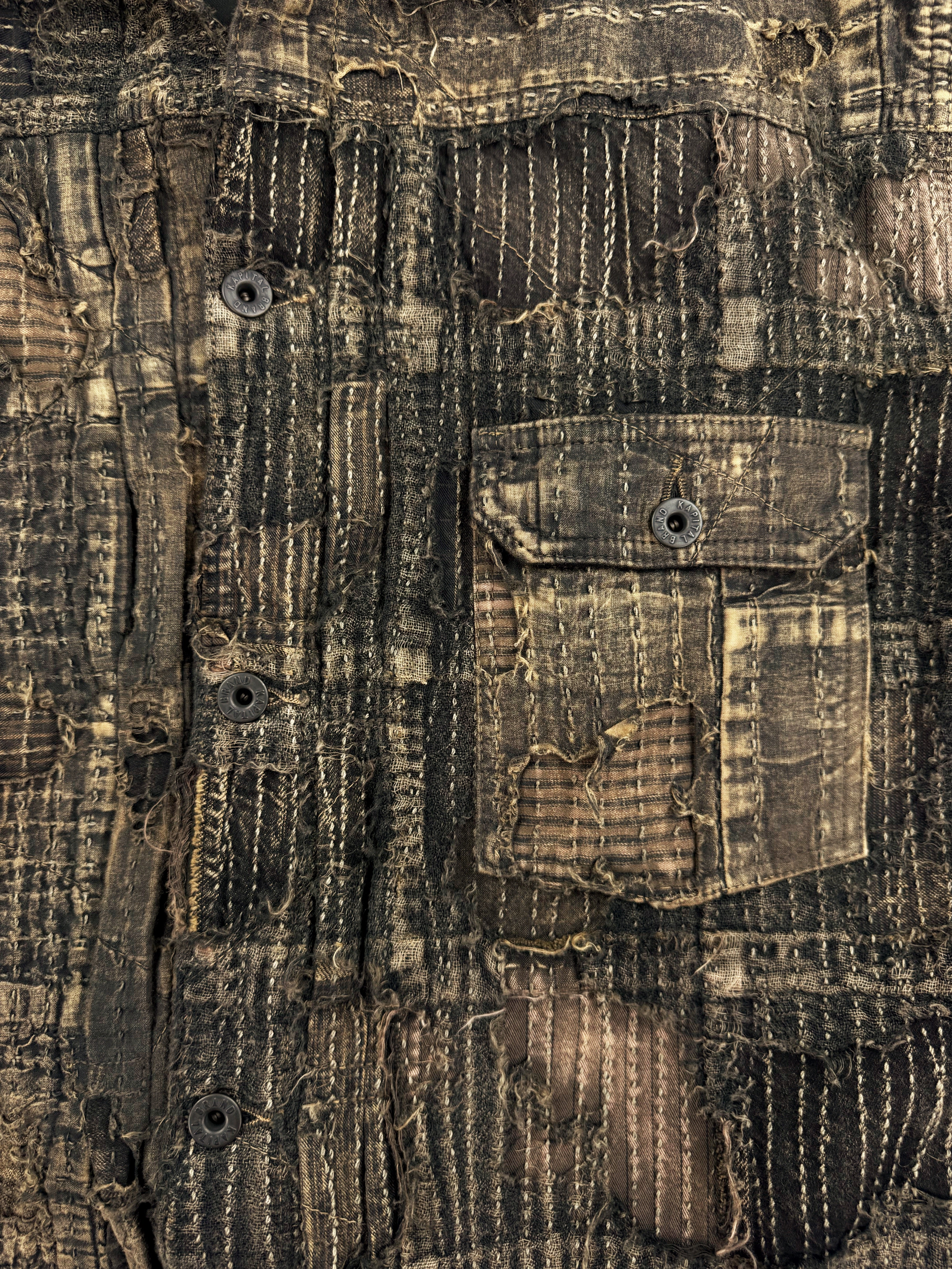 AW24 Kapital ‘Boro’ Stitch Brown Reworked Denim Trucker Jacket