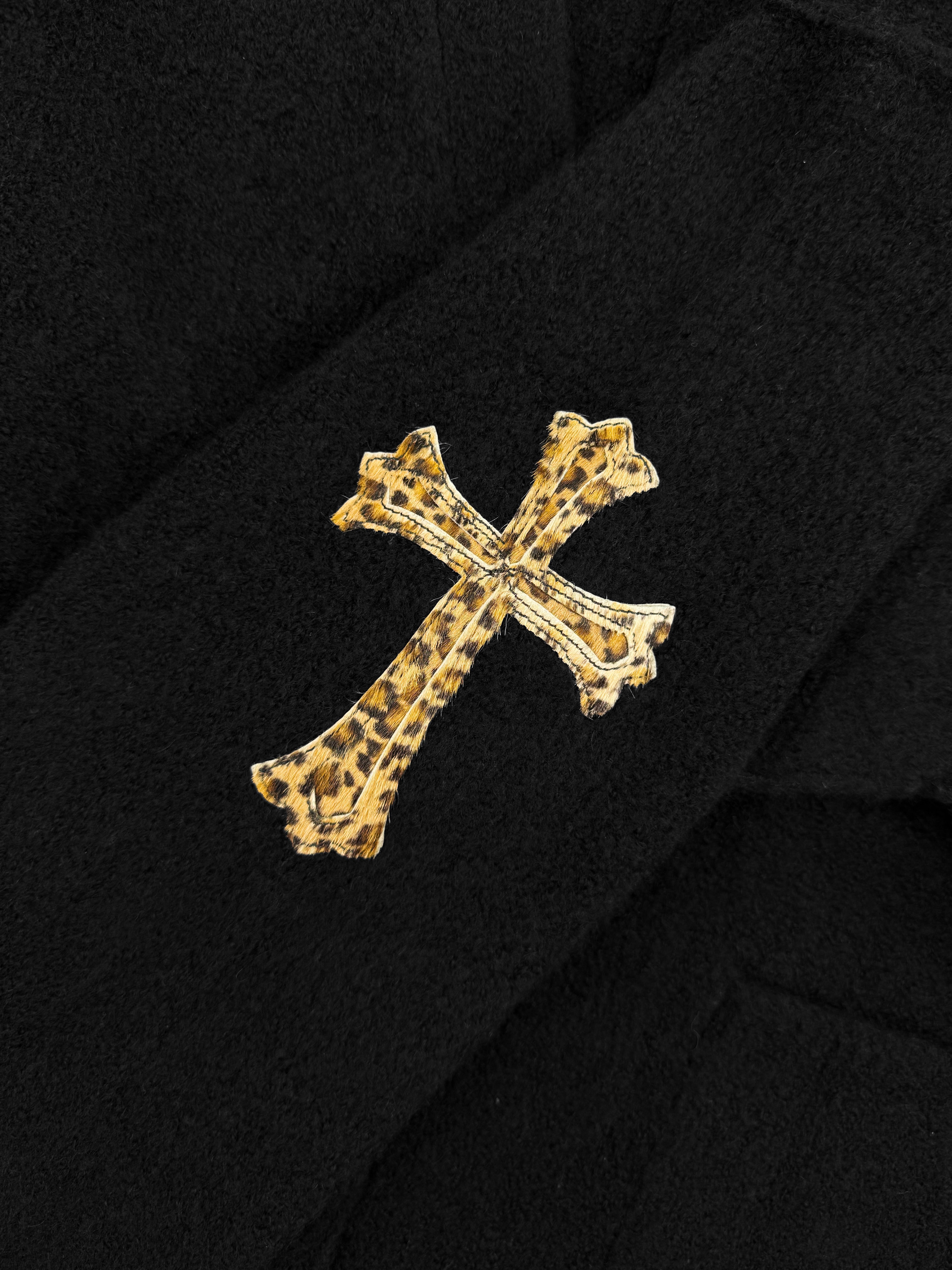 Chrome Hearts Cheetah Pony Hair Cross Patch Cashmere Cardigan