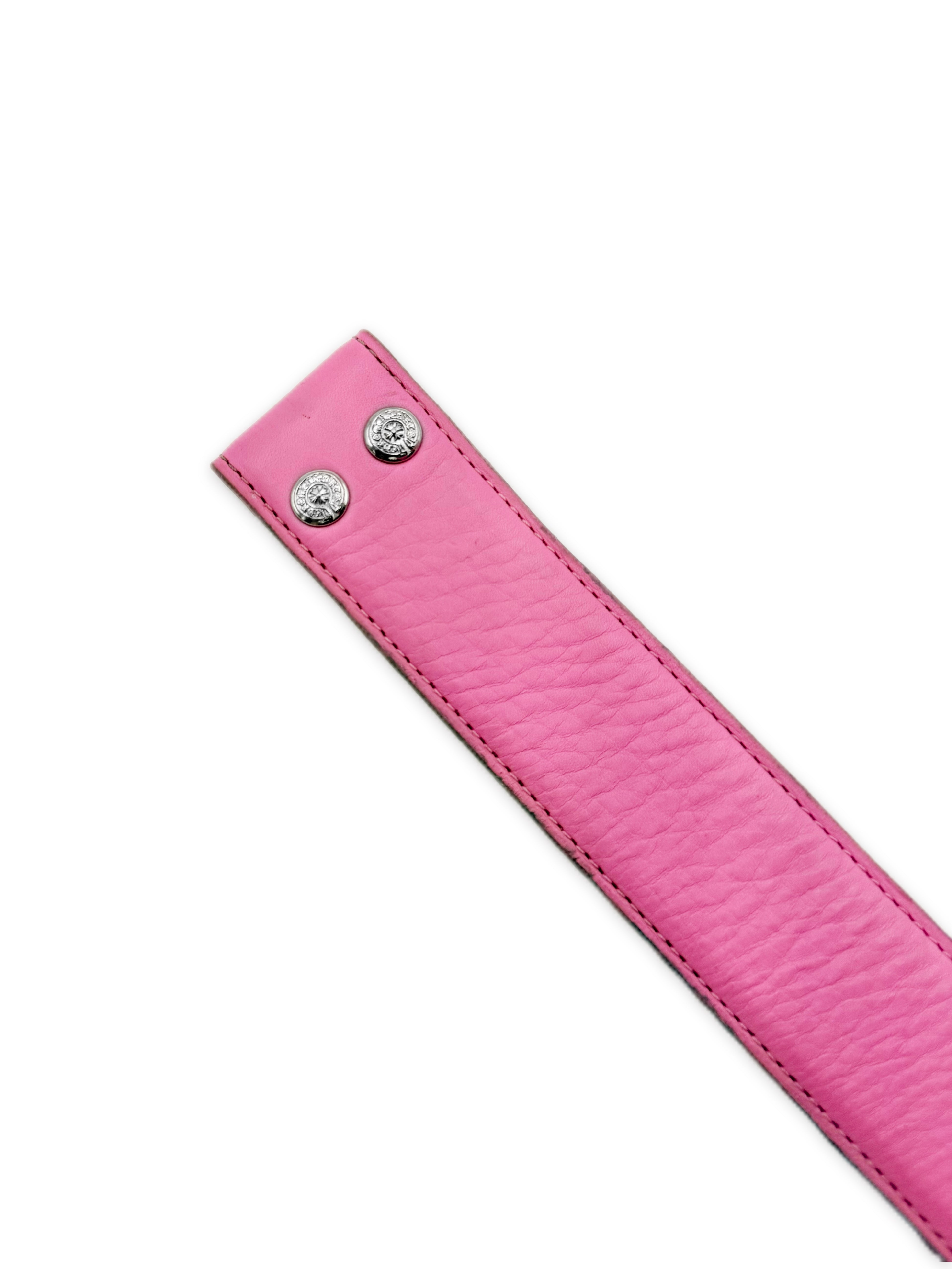 Chrome Hearts Baby Pink Rhodium Two Tone Leather Belt Strap