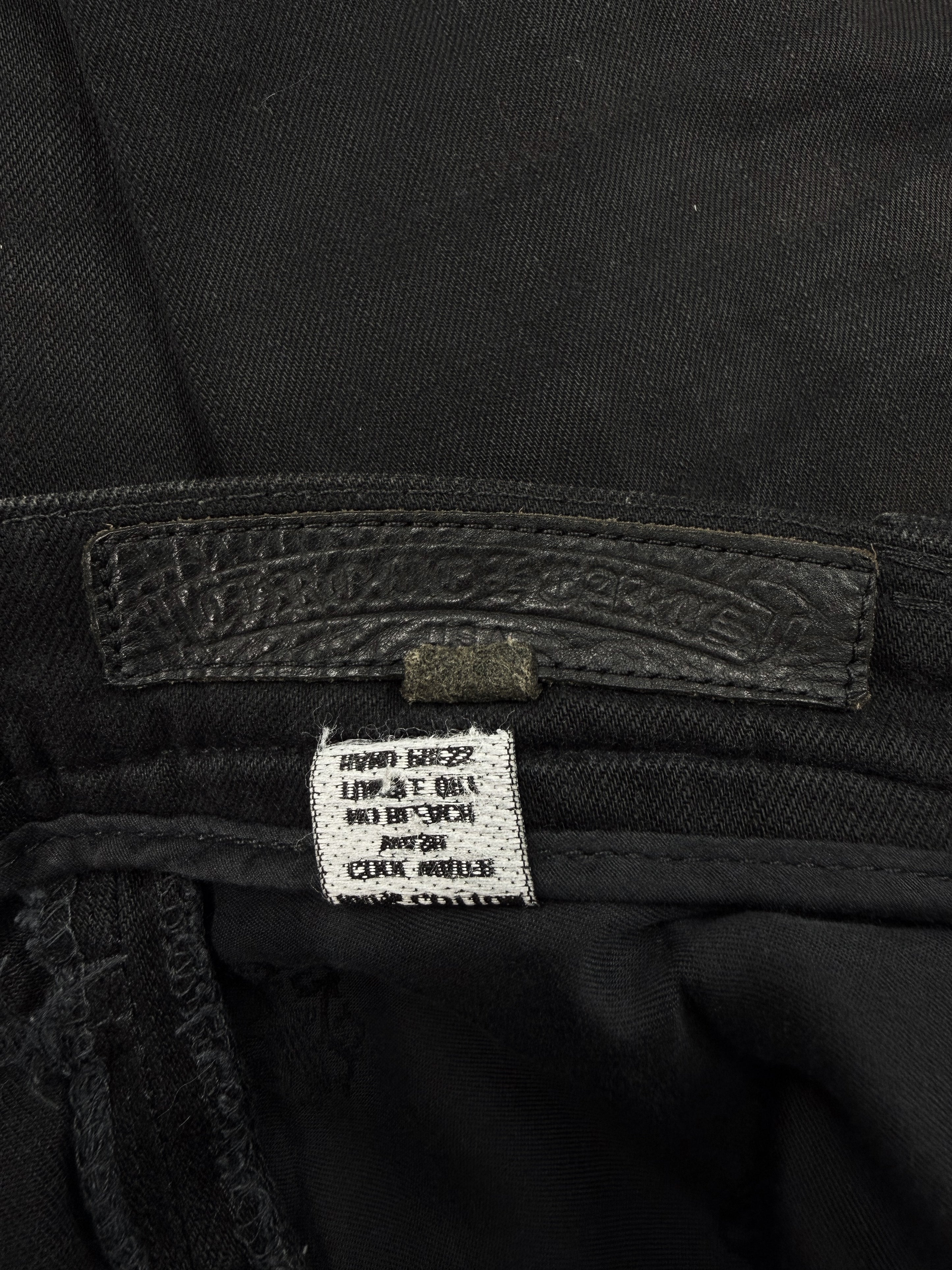 Chrome Hearts Fleur Knee Sun Faded .925 Silver Black Denim Jeans