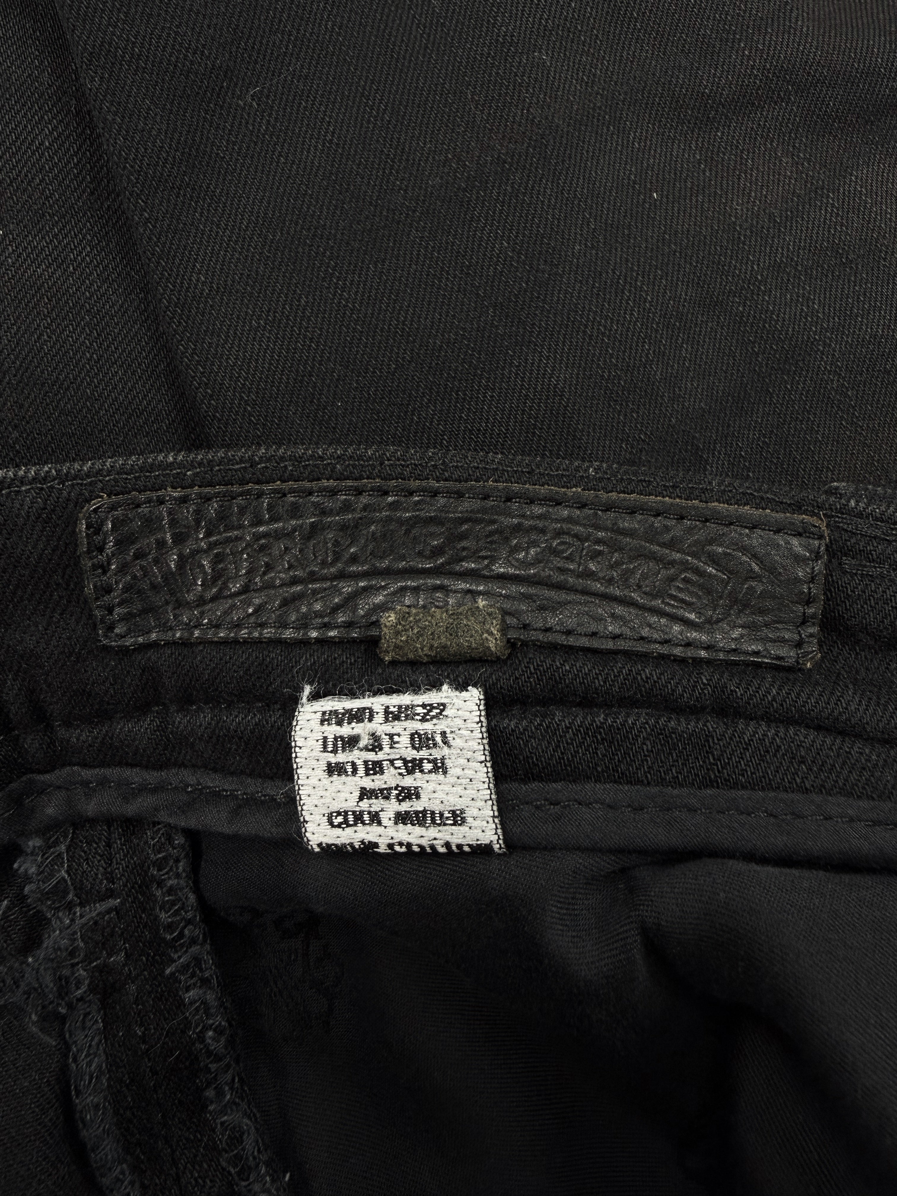 Chrome Hearts Fleur Knee Sun Faded .925 Silver Black Denim Jeans