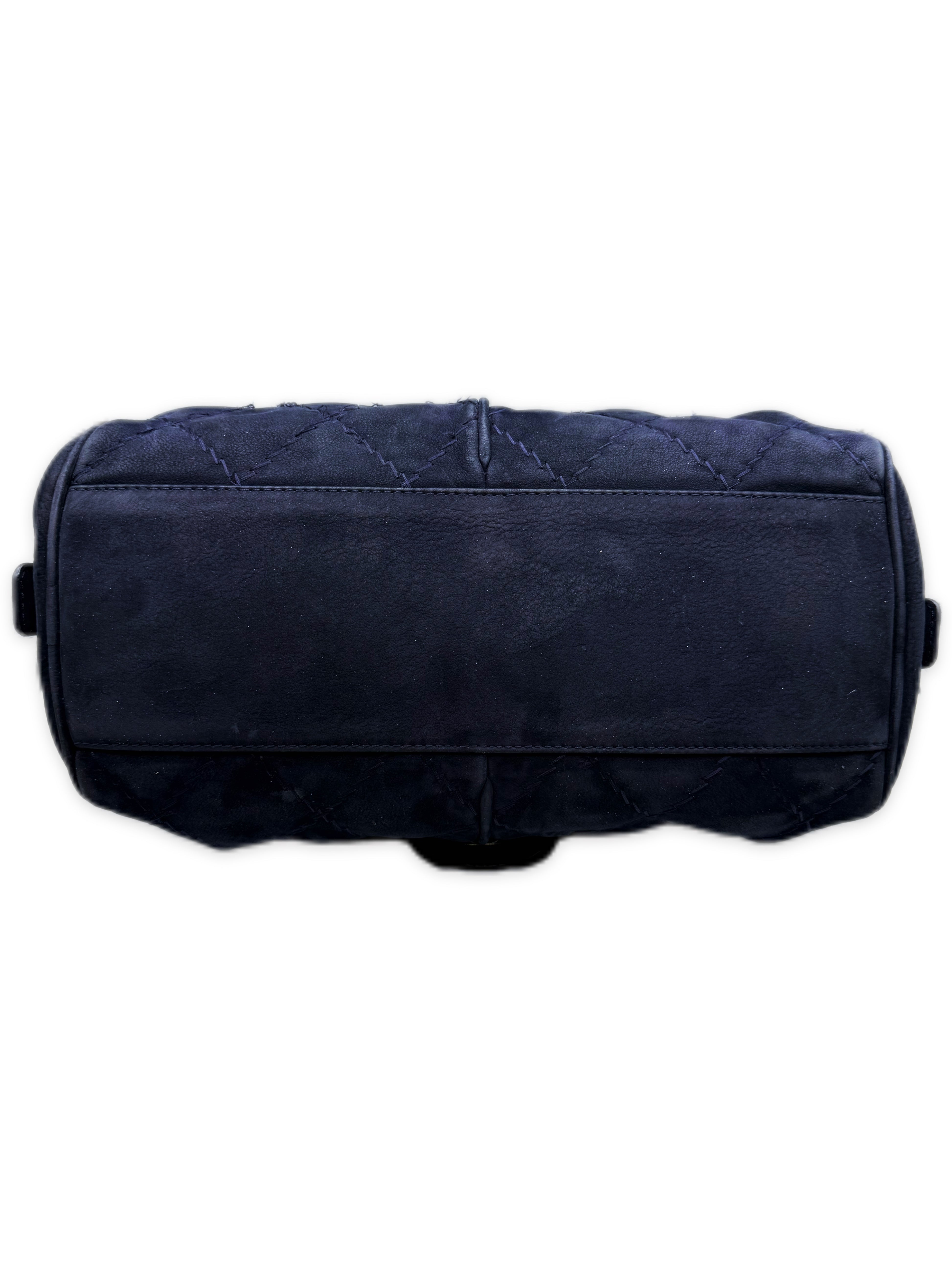 Chanel Nubuck Leather CC Navy Blue Large Flap Bag