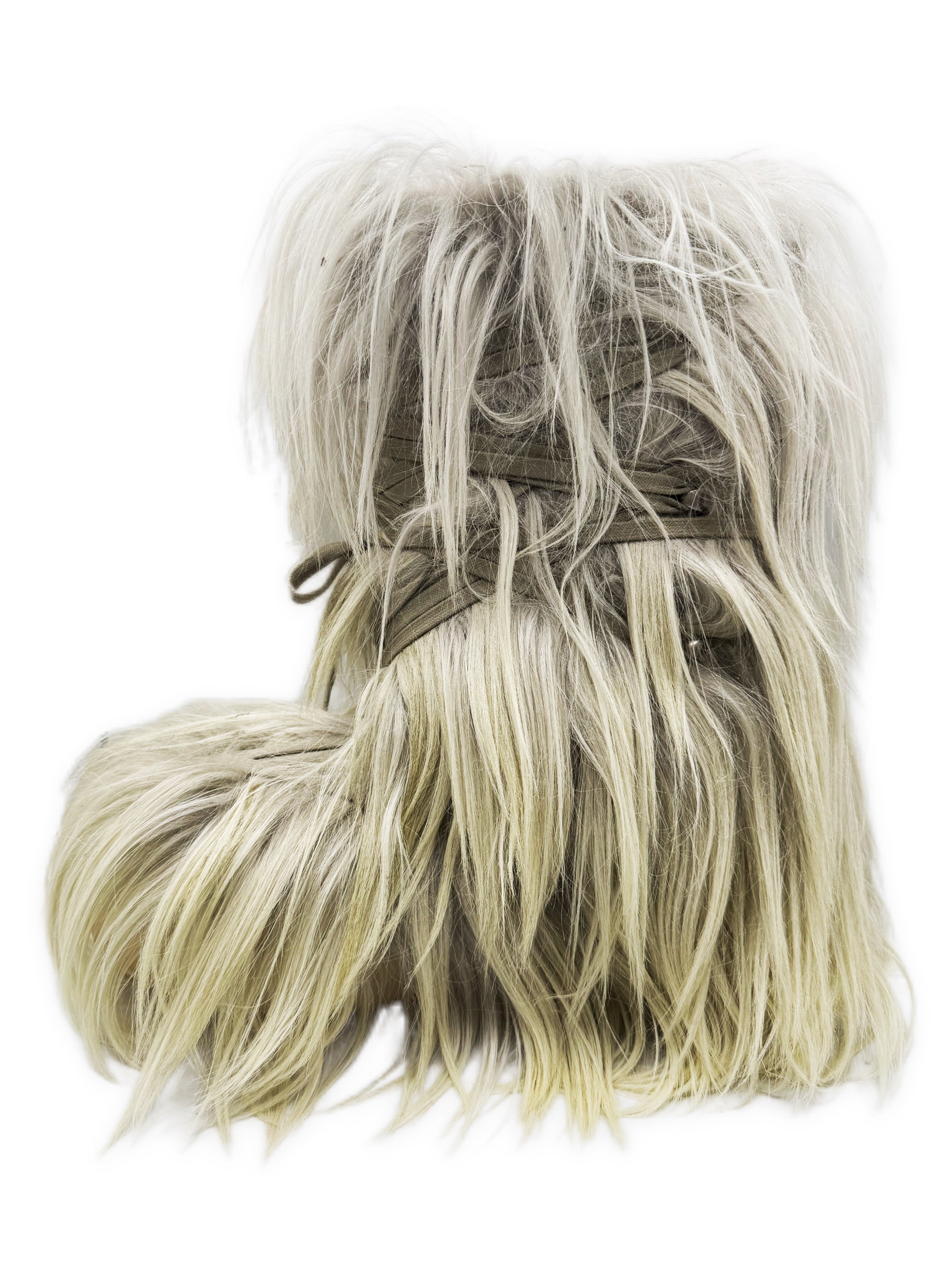 AW20 Rick Owens x Moncler Goat Fur Acid Degrade Big Rocks Lunar Megalace Boots
