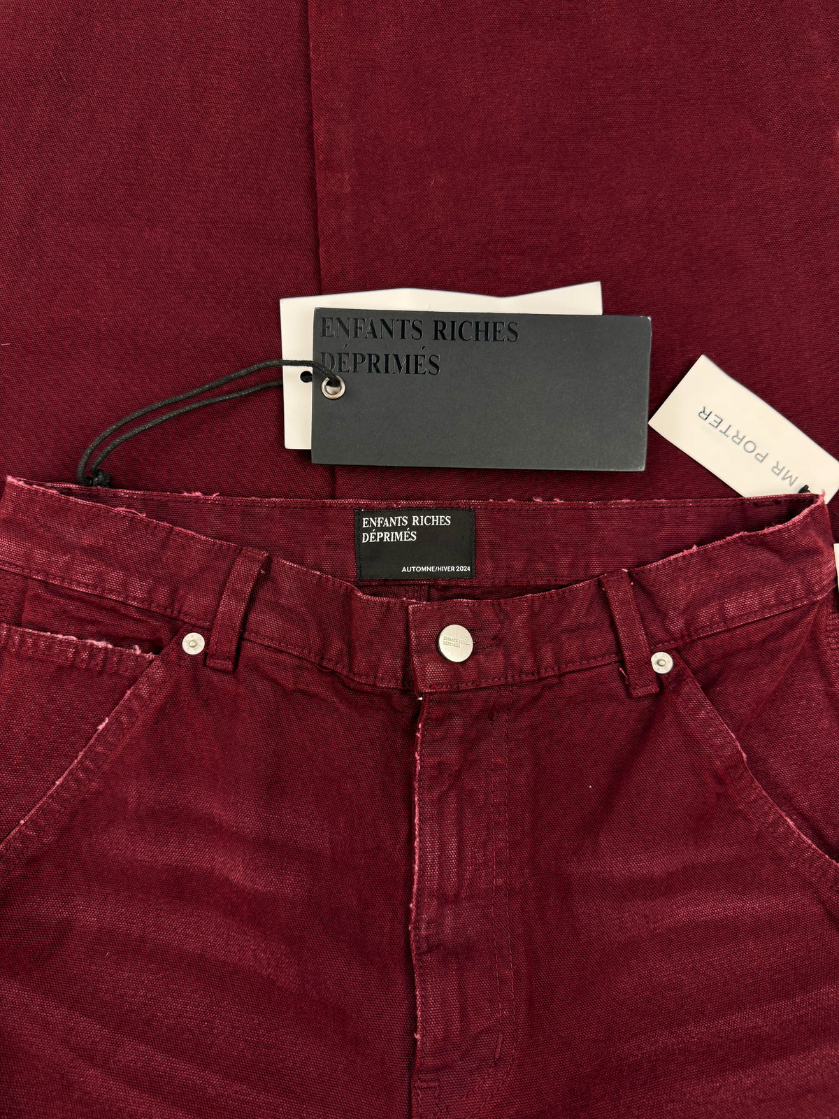 AW24 Enfants Riches Deprimes Burgundy Double Knee Carpenter Denim Jeans