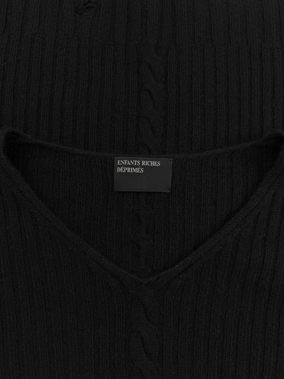 Enfants Riches Deprimes Cashmere Cable Knit Black Sweater