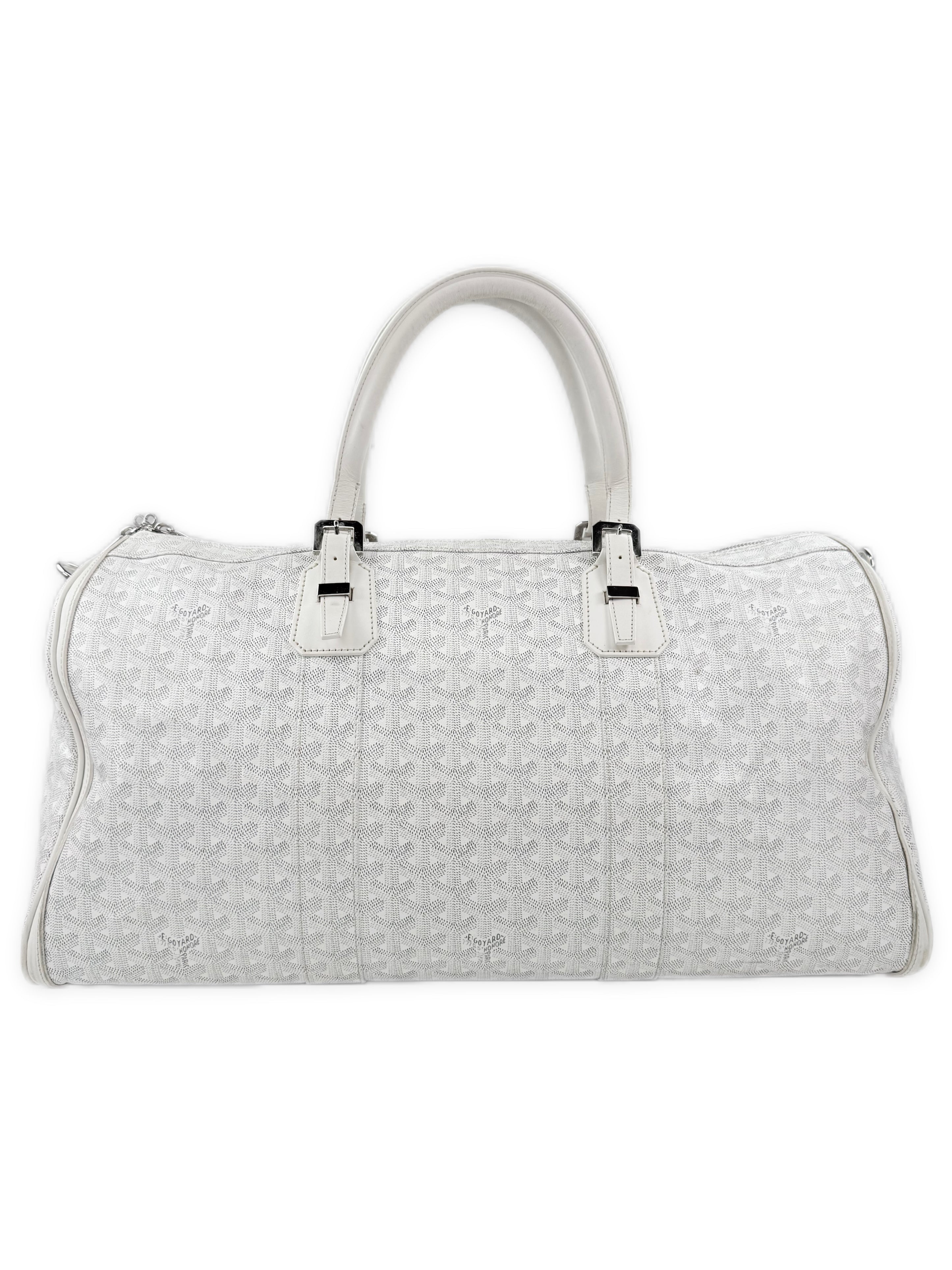 Goyard Boeing 55 White Goyardine Monogram Large Duffle Bag