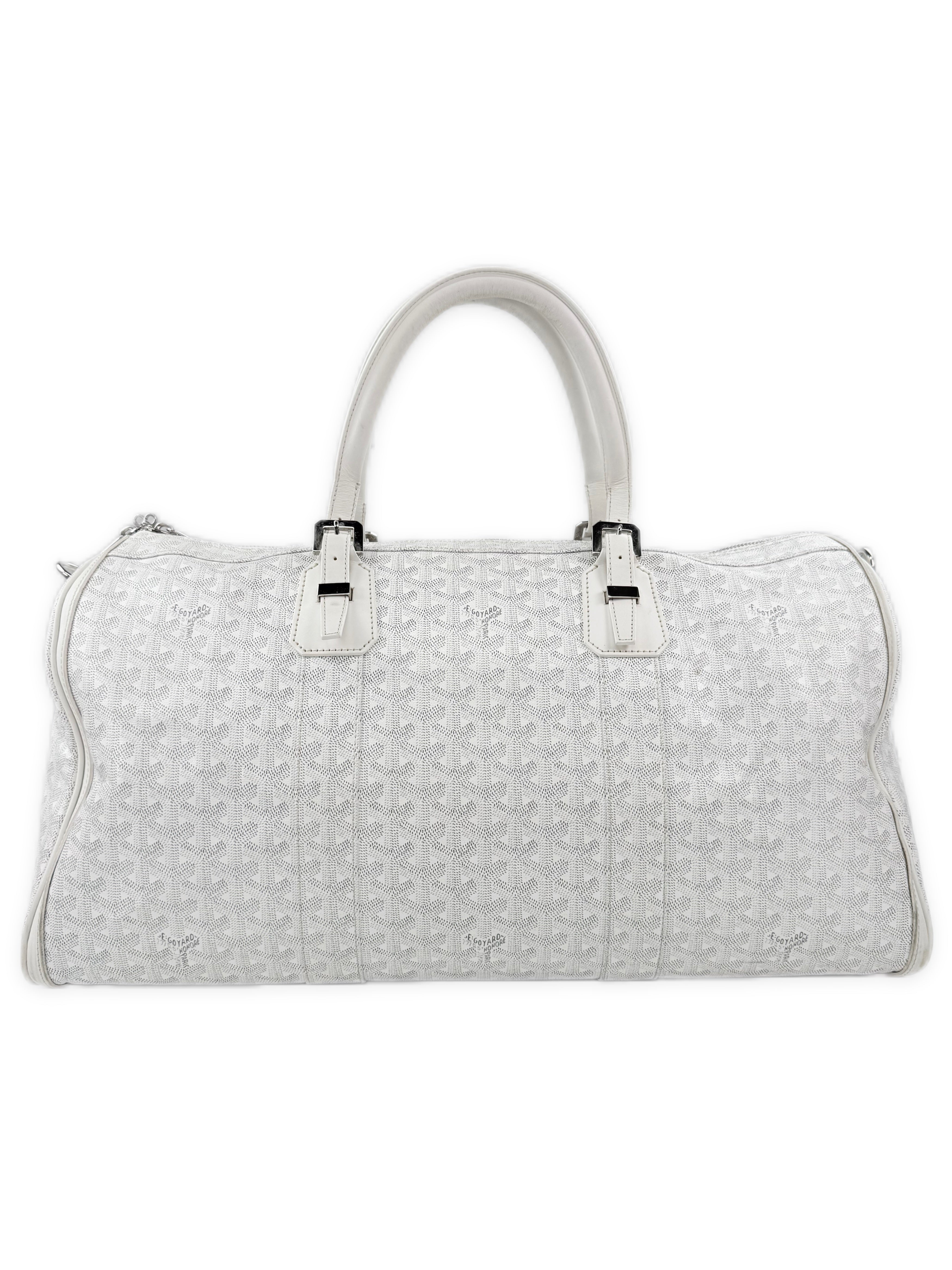 Goyard Boeing 55 White Goyardine Monogram Large Duffle Bag