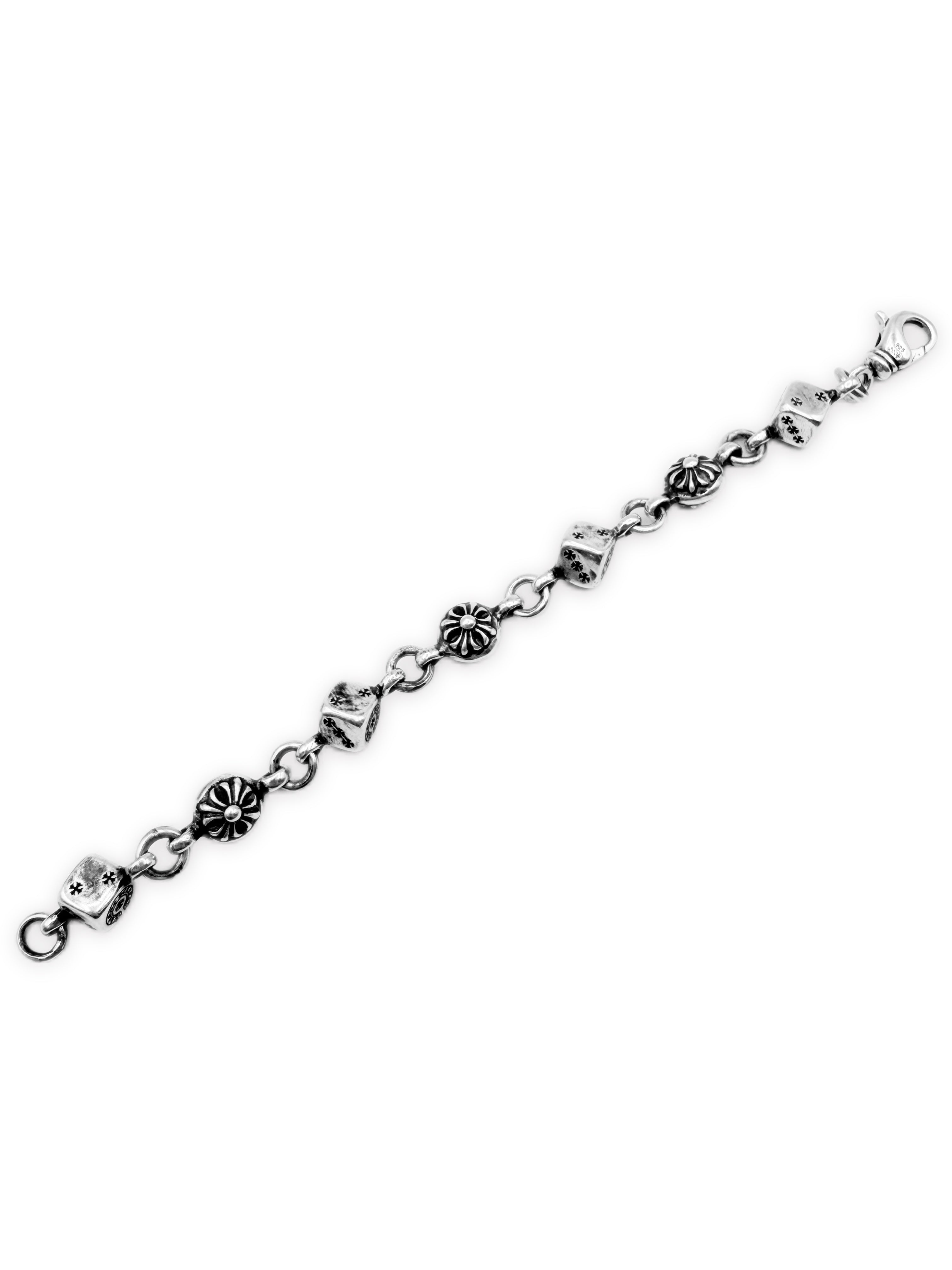 Chrome Hearts Dice Crossball .925 Silver 7 Link Bracelet
