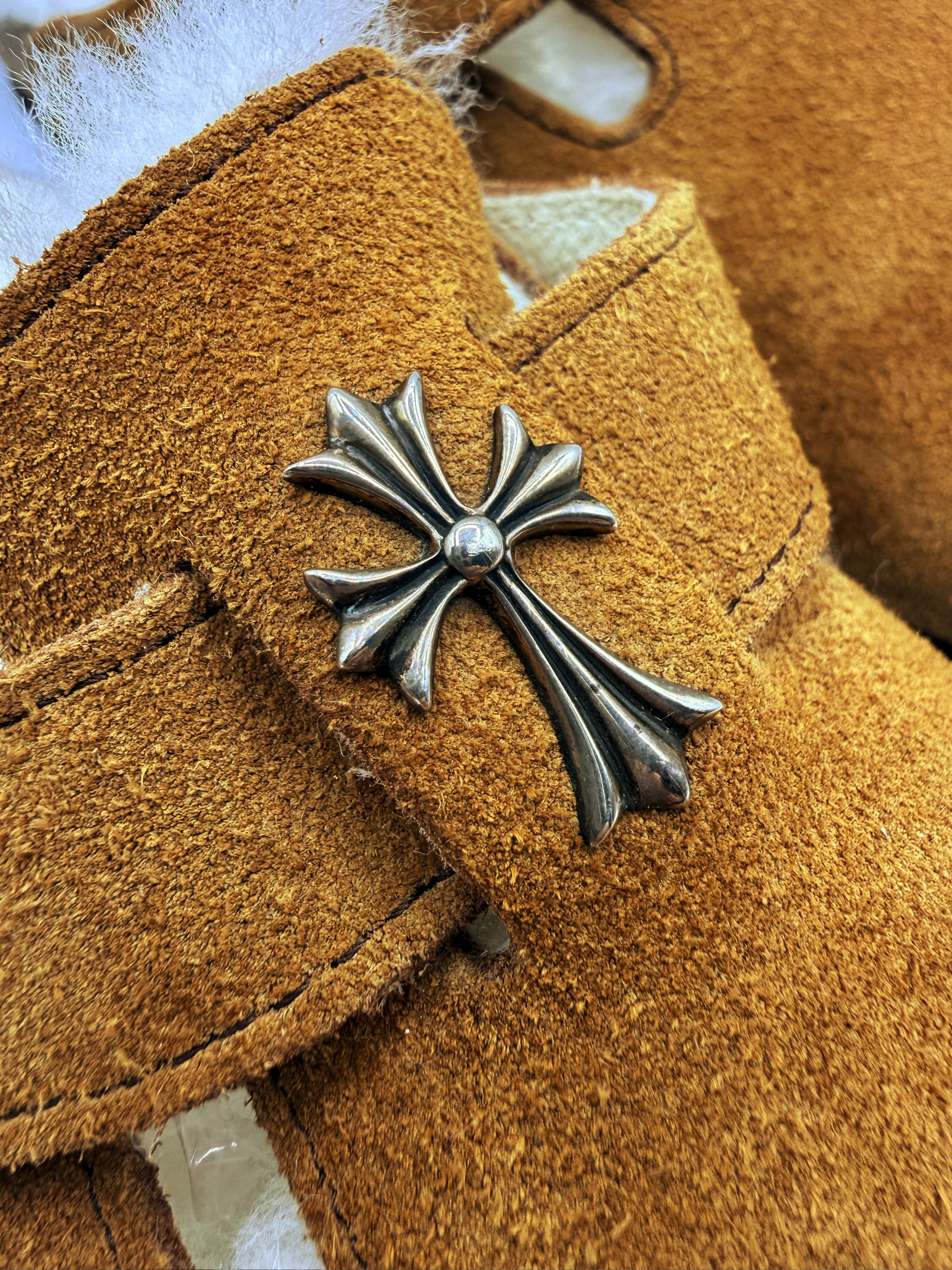 Chrome Hearts x Birkenstock Shearling Lined Cross Pendant Gunslinger Boston Mules