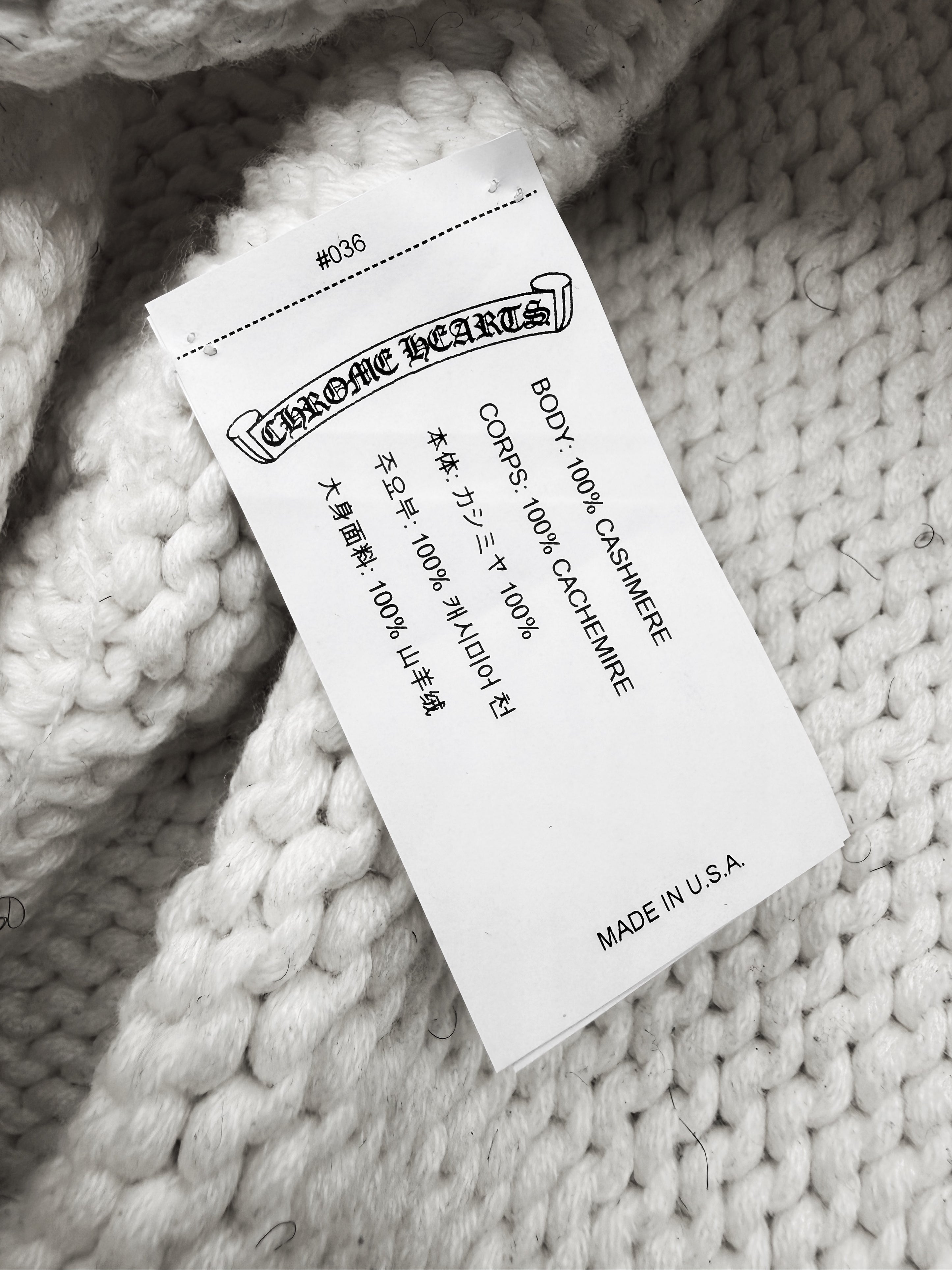 Chrome Hearts Beaded Cross White Rhodium Knit Beanie