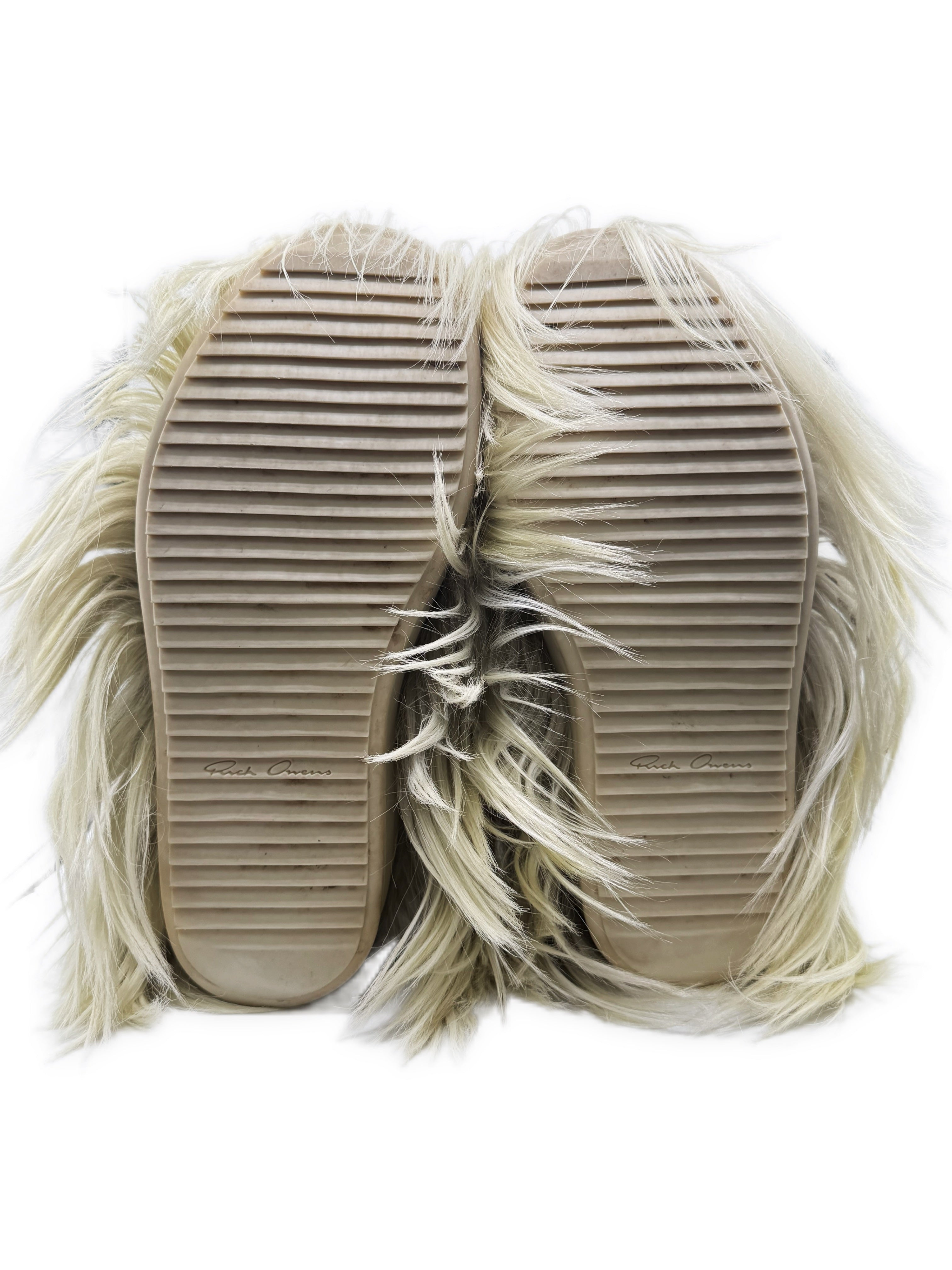 AW20 Rick Owens x Moncler Goat Fur Acid Degrade Big Rocks Lunar Megalace Boots