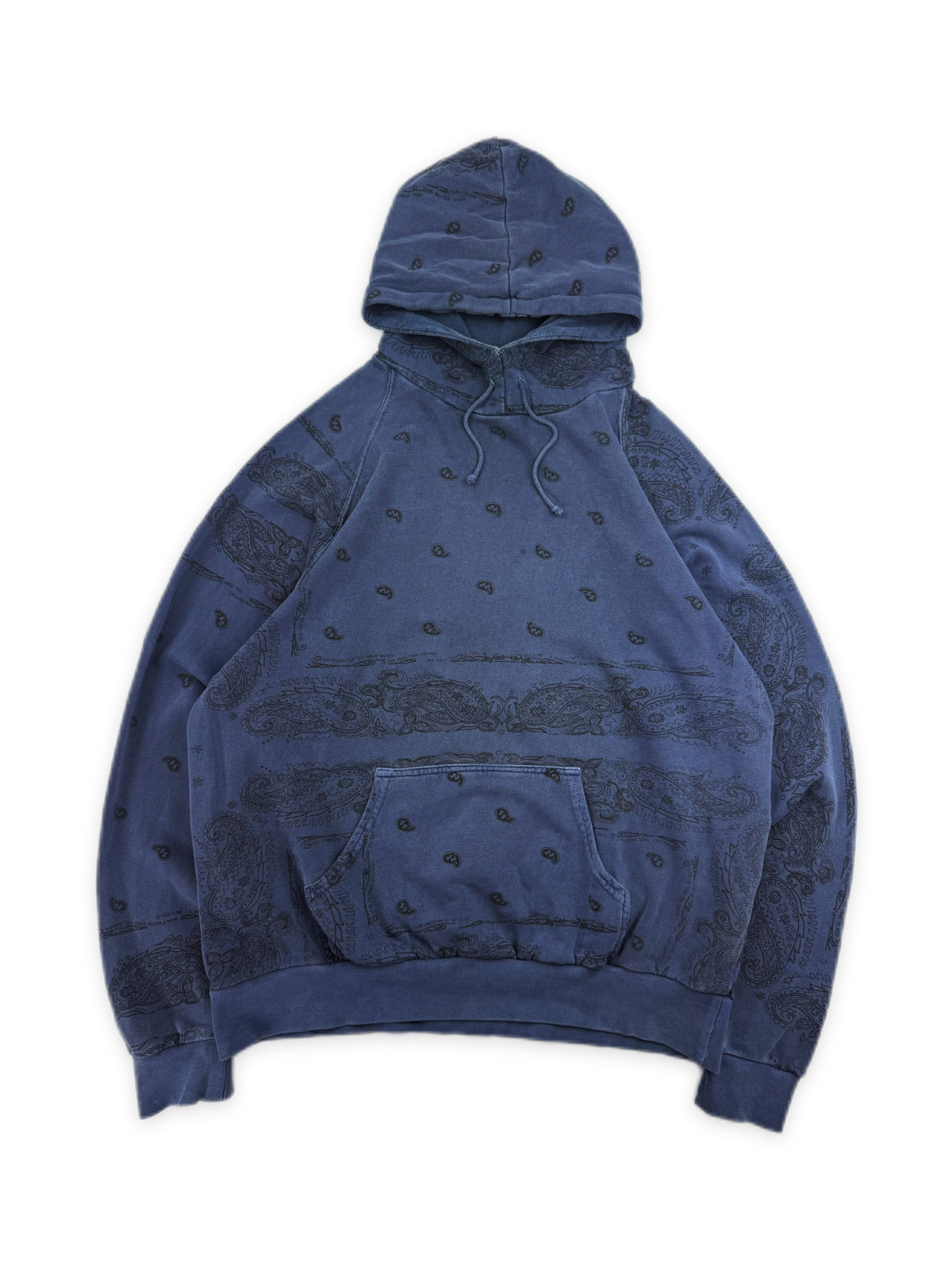 AW04 Raf Simons Waves Shipwreck Navy Blue Paisley Hoodie