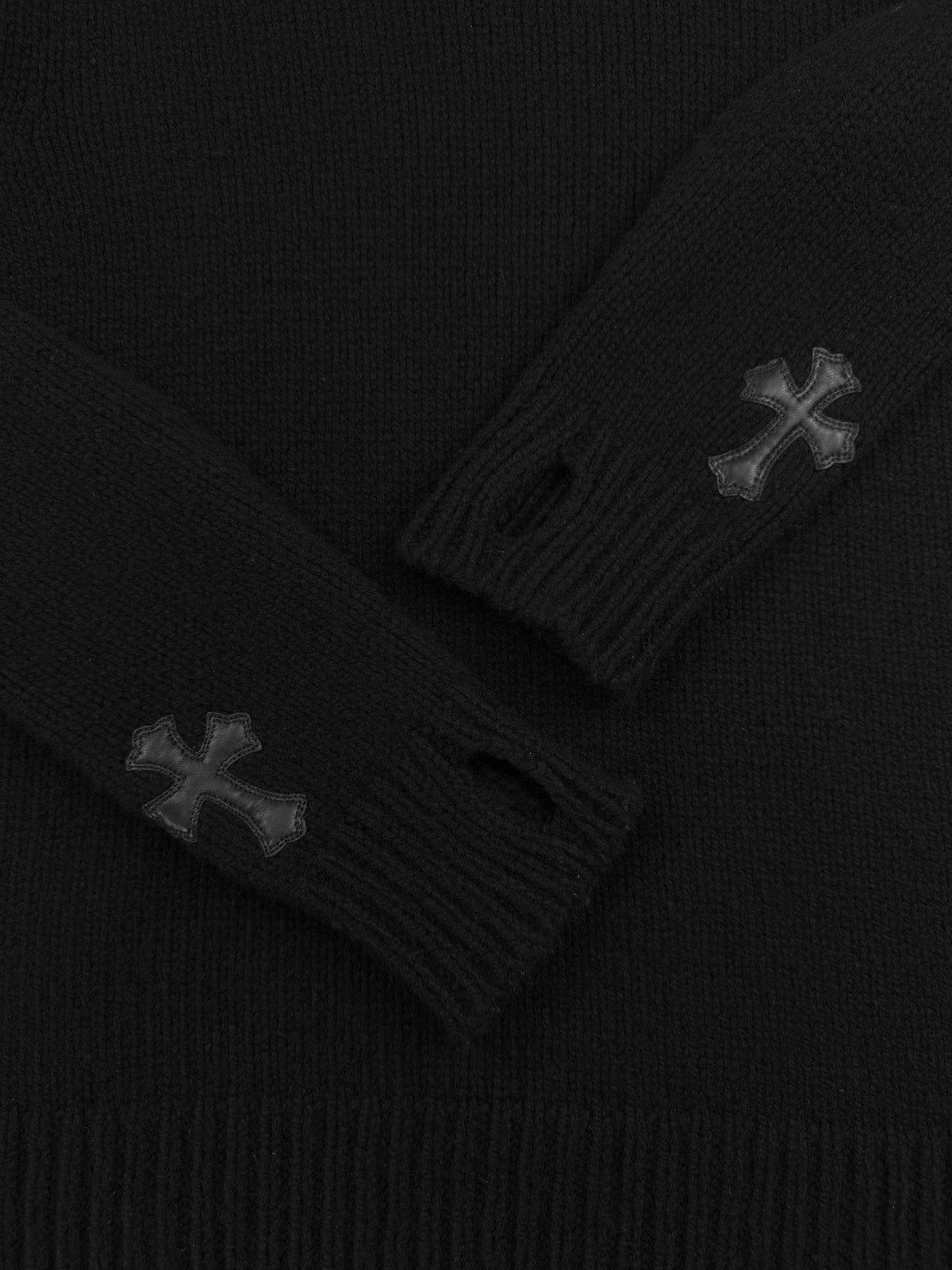 Chrome Hearts Dual Cross Patch Cashmere Black Knit Sweater