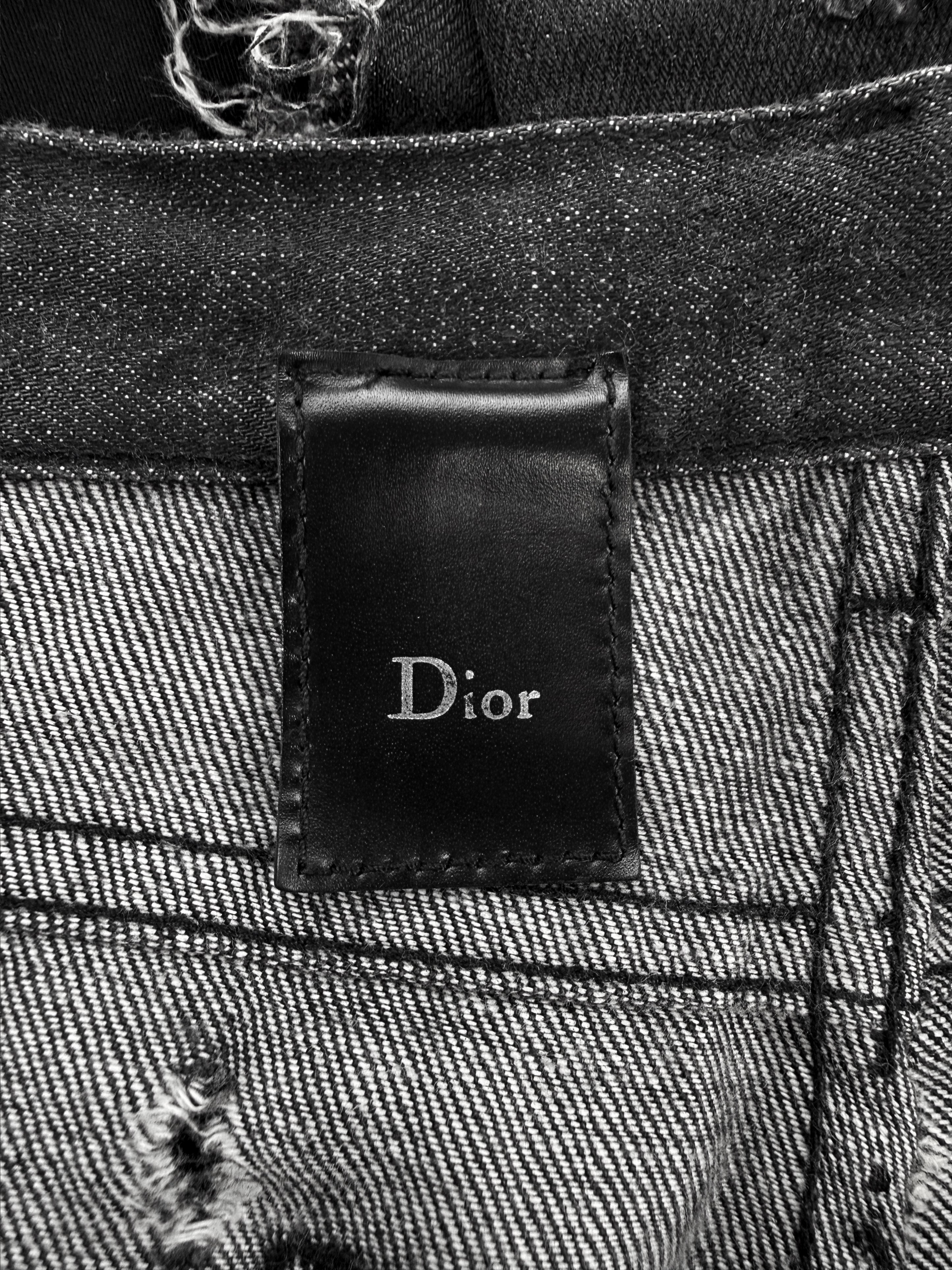 SS04 Dior Homme ‘Strip’ Unaltered Black Distressed Wax Denim Jeans