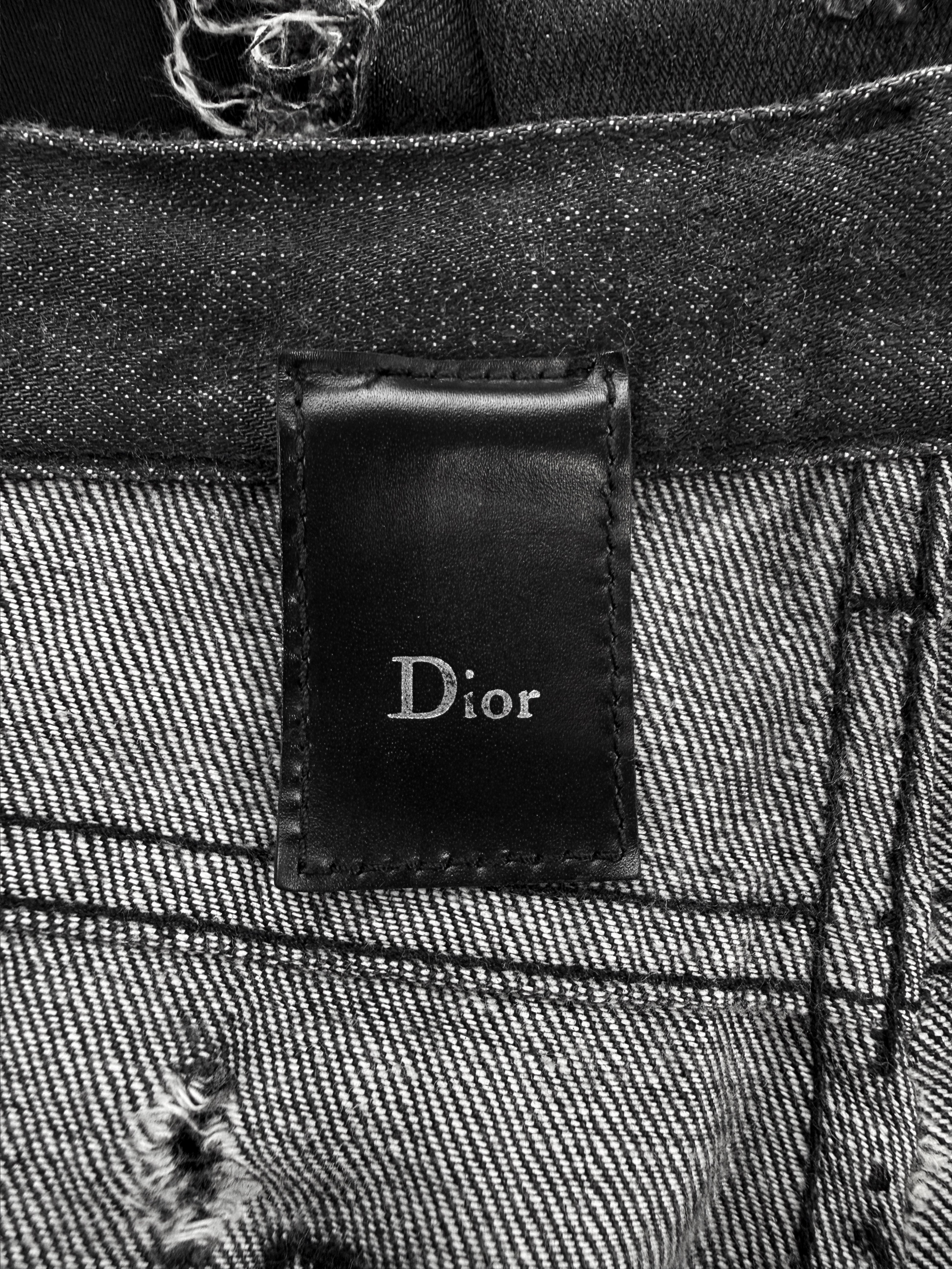 SS04 Dior Homme ‘Strip’ Unaltered Black Distressed Wax Denim Jeans