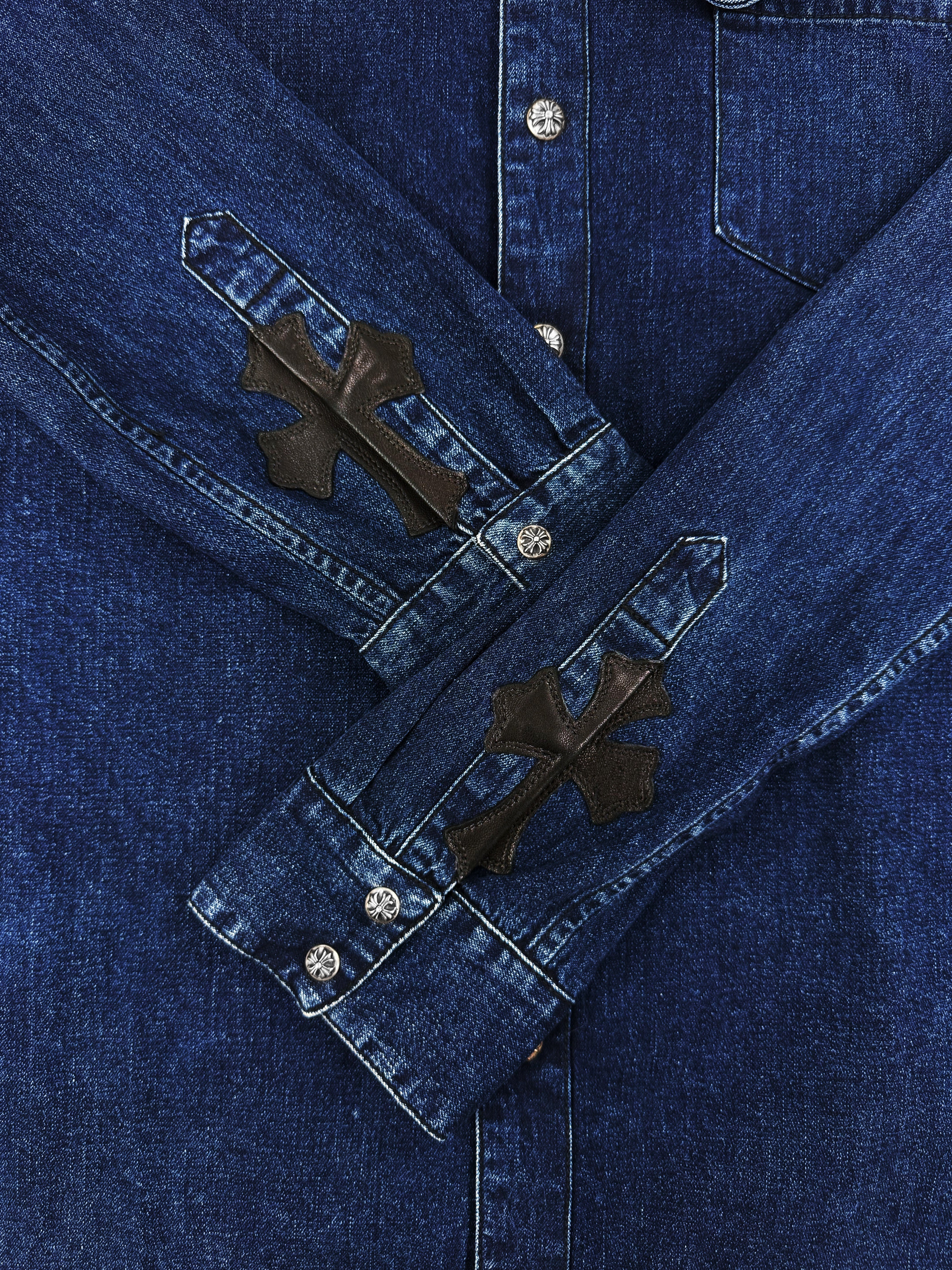Chrome Hearts Loose Ends Selvedge Cross Patch Denim Shirt