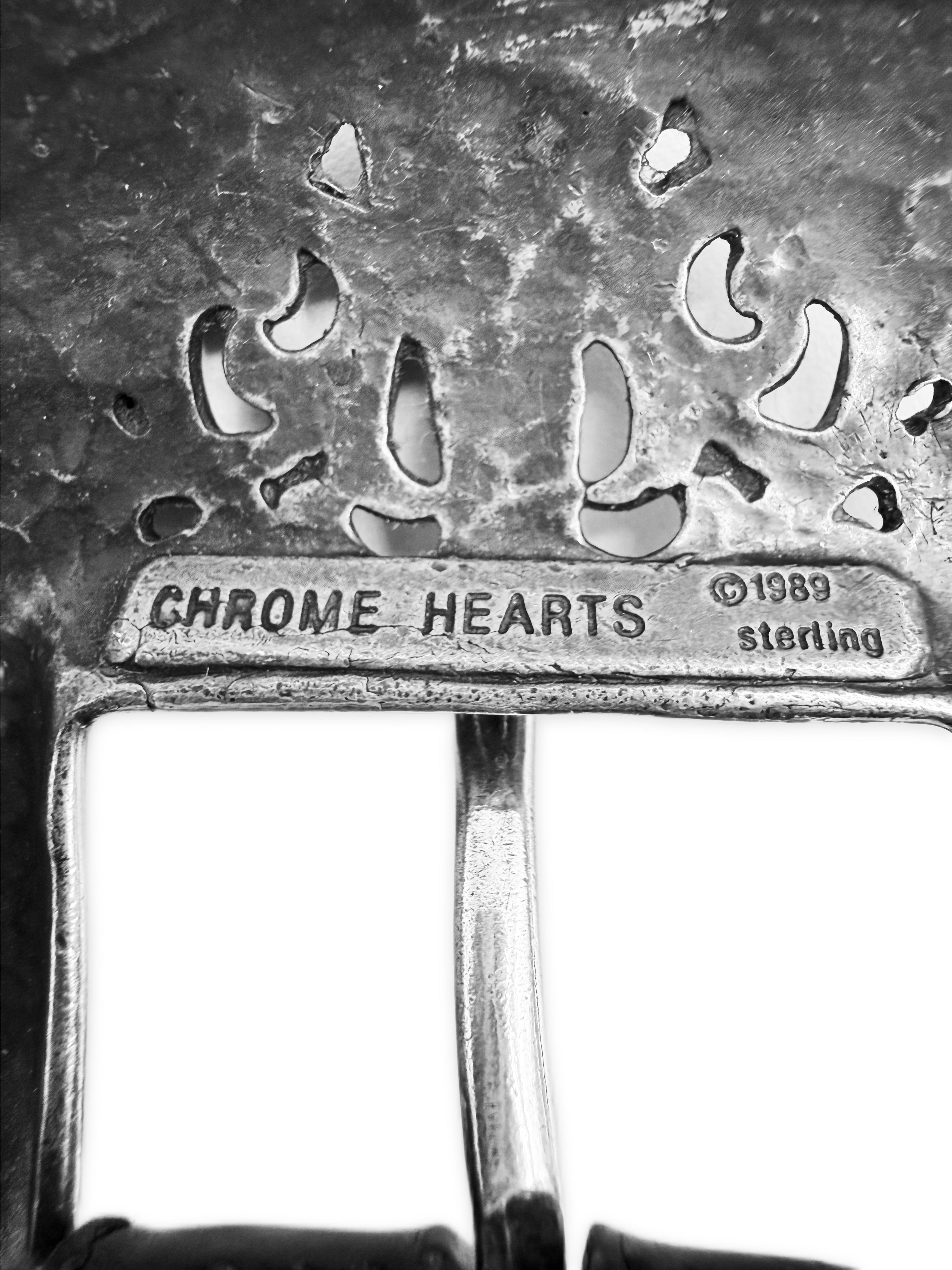 Chrome Hearts Western 3 Piece .925 Silver Black Leather Belt
