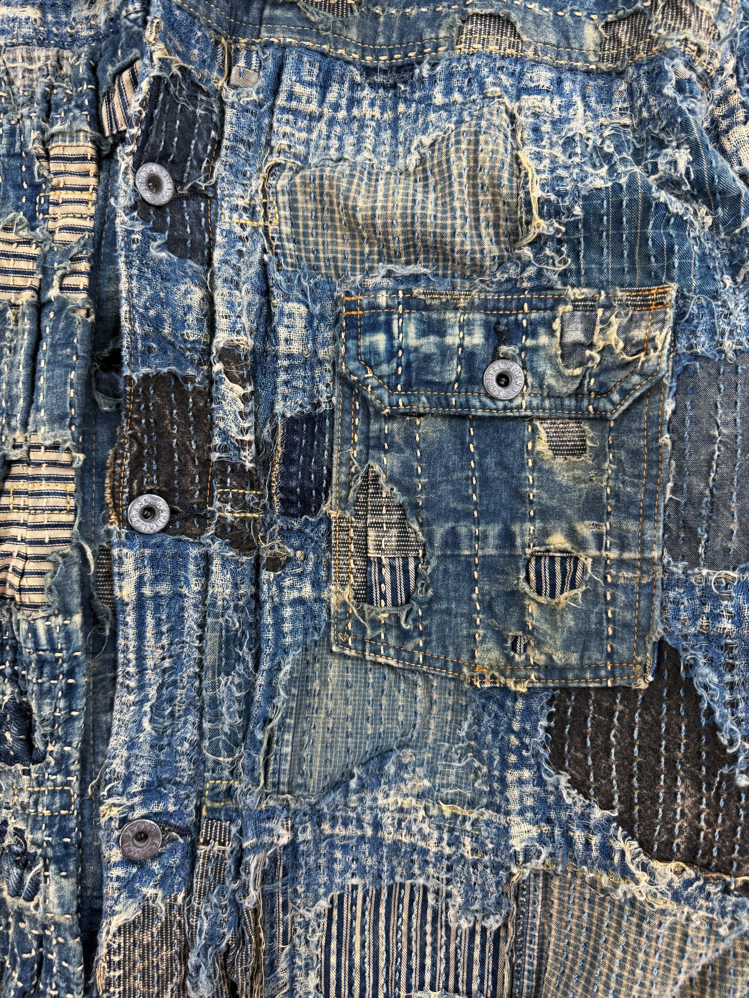 AW24 Kapital ‘Spring 1st’ Boro Stitch Blue Denim Trucker Jacket