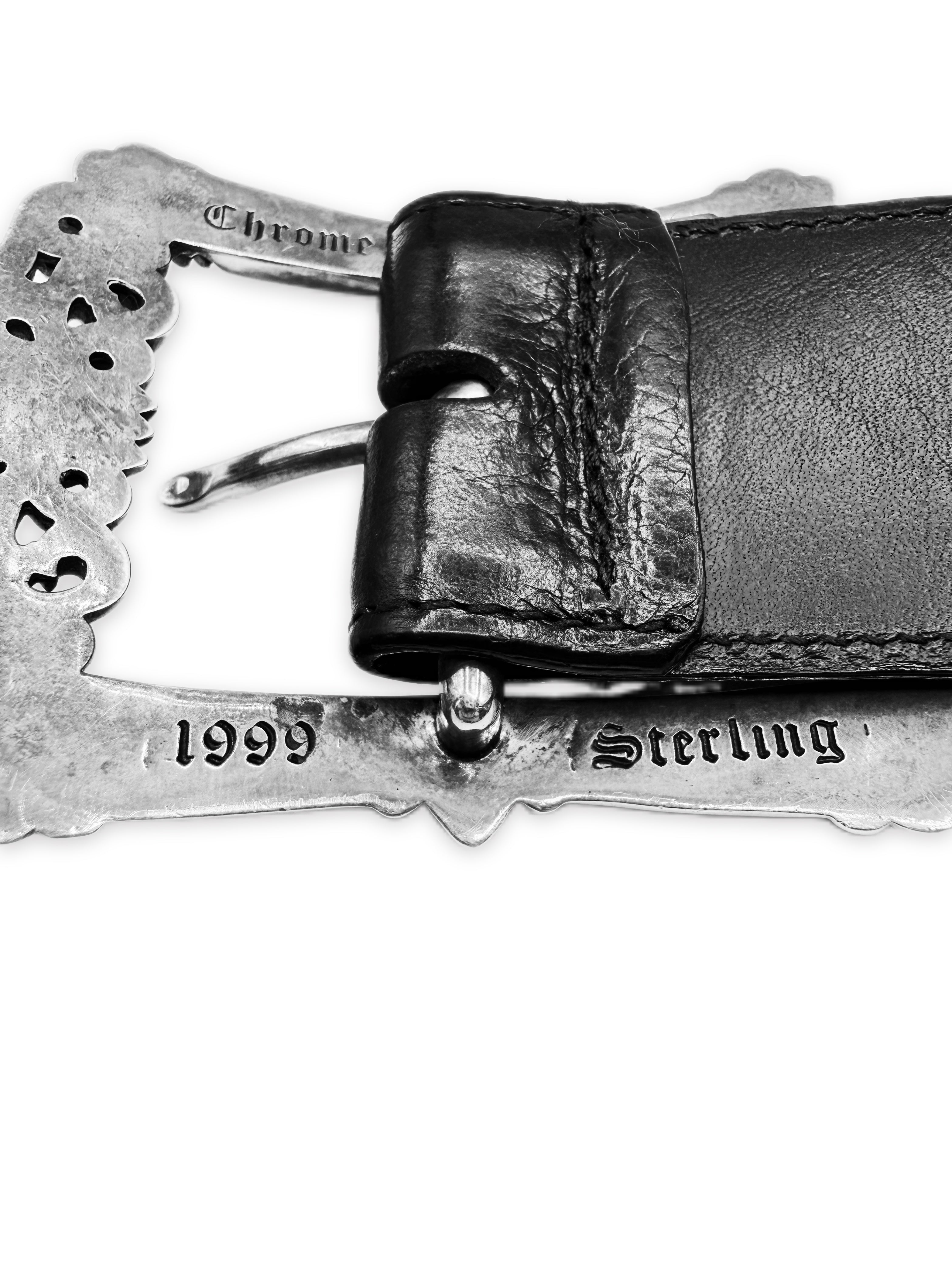 Chrome Hearts Filigree Buckle .925 Silver Black Leather Belt