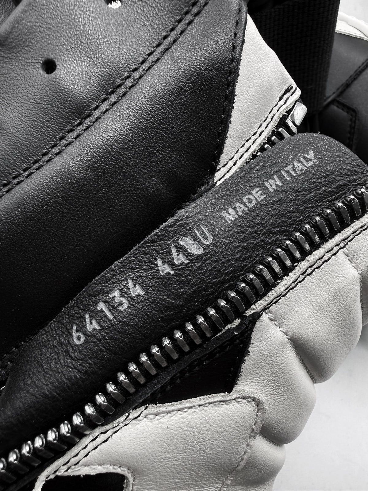 Rick Owens Geobasket Black &amp; White Leather Sneakers
