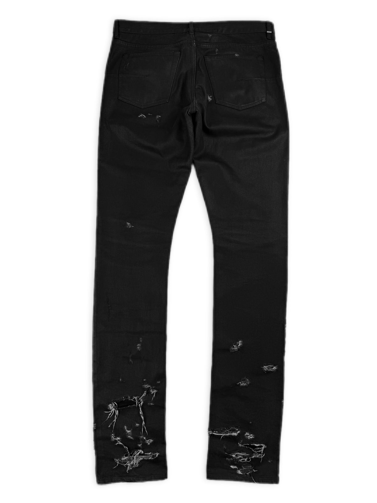 SS04 Dior Homme ‘Strip’ Runway Unaltered Distressed Wax Denim Jeans