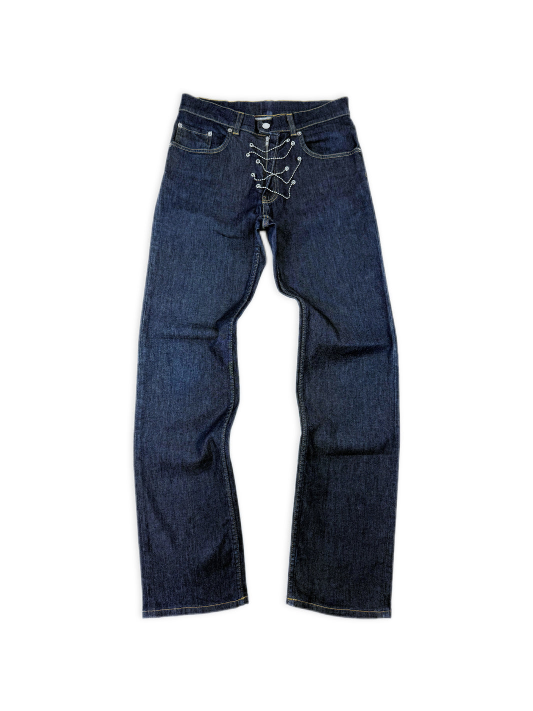 AW04 Helmut Lang Chasity Ball Chain Indigo Blue Denim Jeans