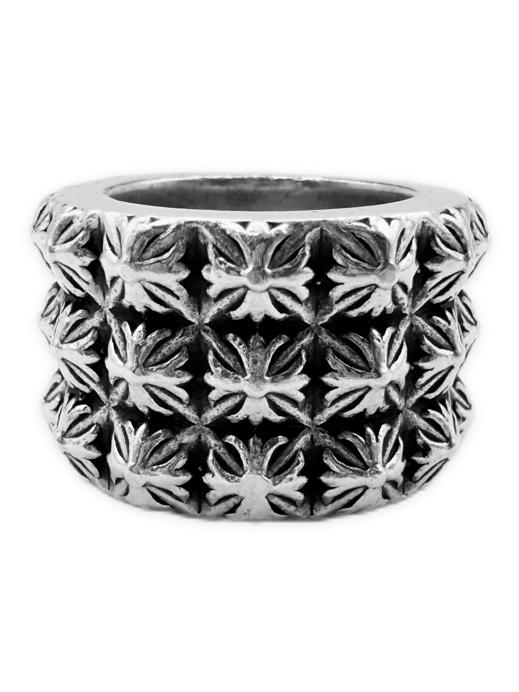 Chrome Hearts Triple Pete Punk Studded .925 Silver Ring